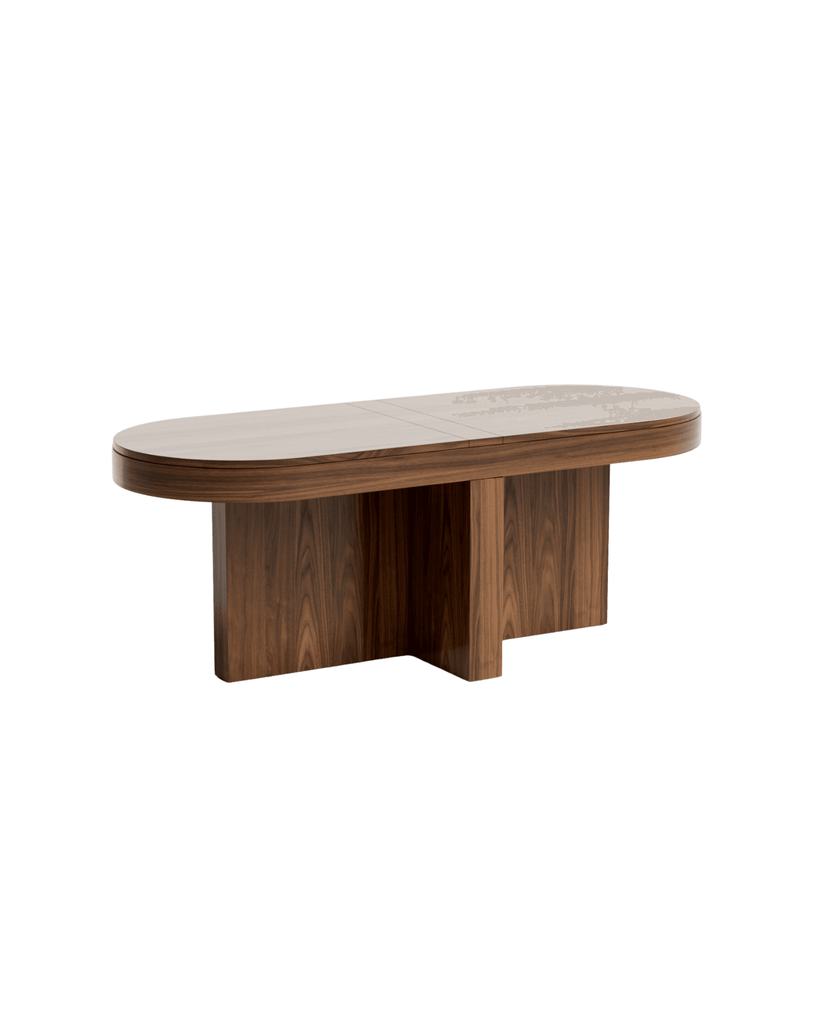 Meï 06 oval dining table by Agence Volta – dark walnut, twin pedestal base, extendable top