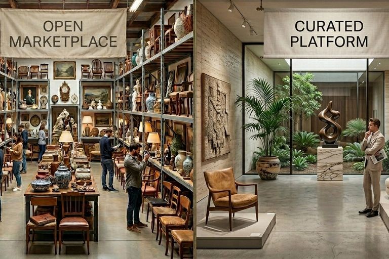 1stDibs vs Monde Singulier, open marketplace compared to curated design platform