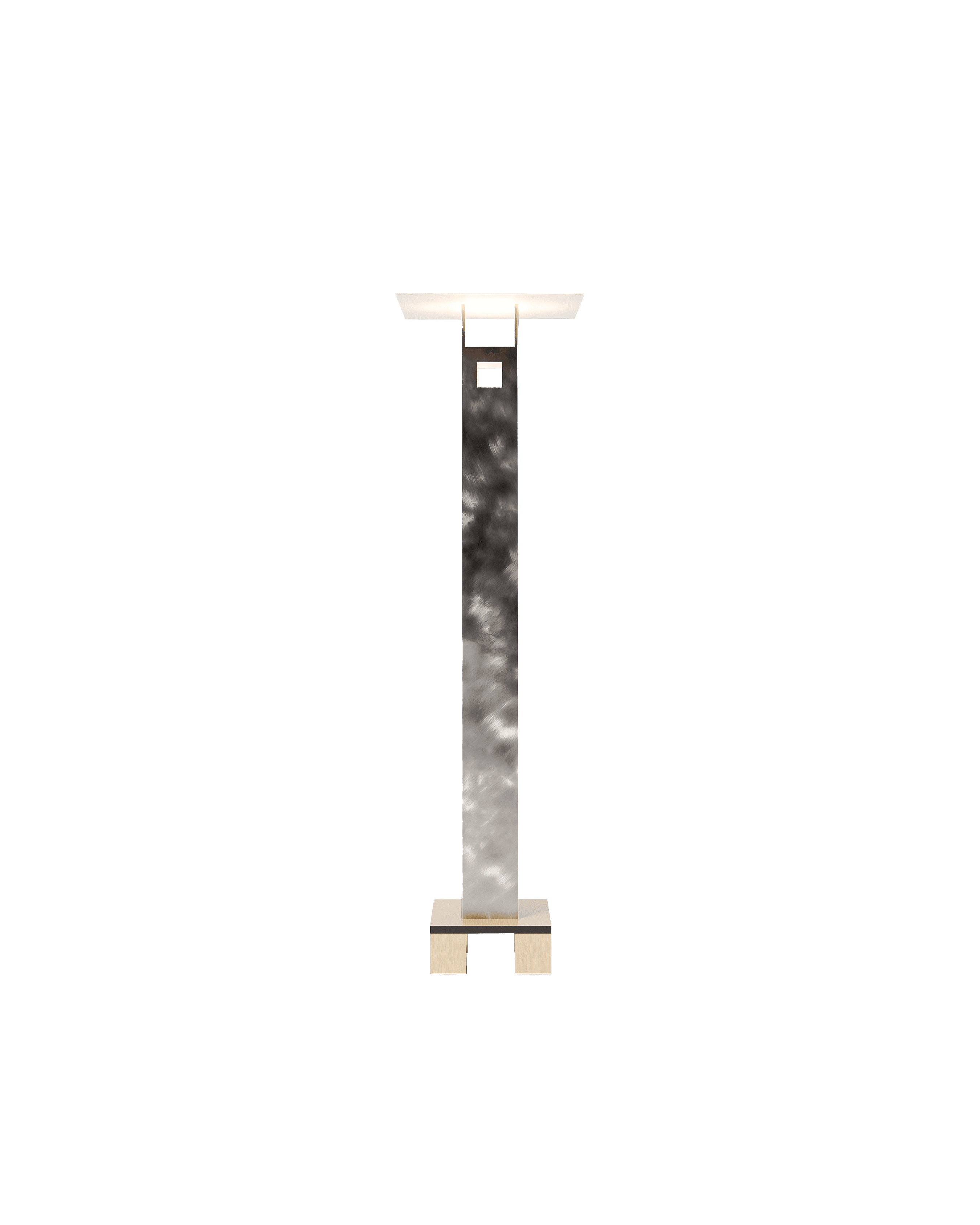 2093 Floor Lamp by Garance Vallée – brushed metal, brass accents, rectangular cutout, French designer lighting