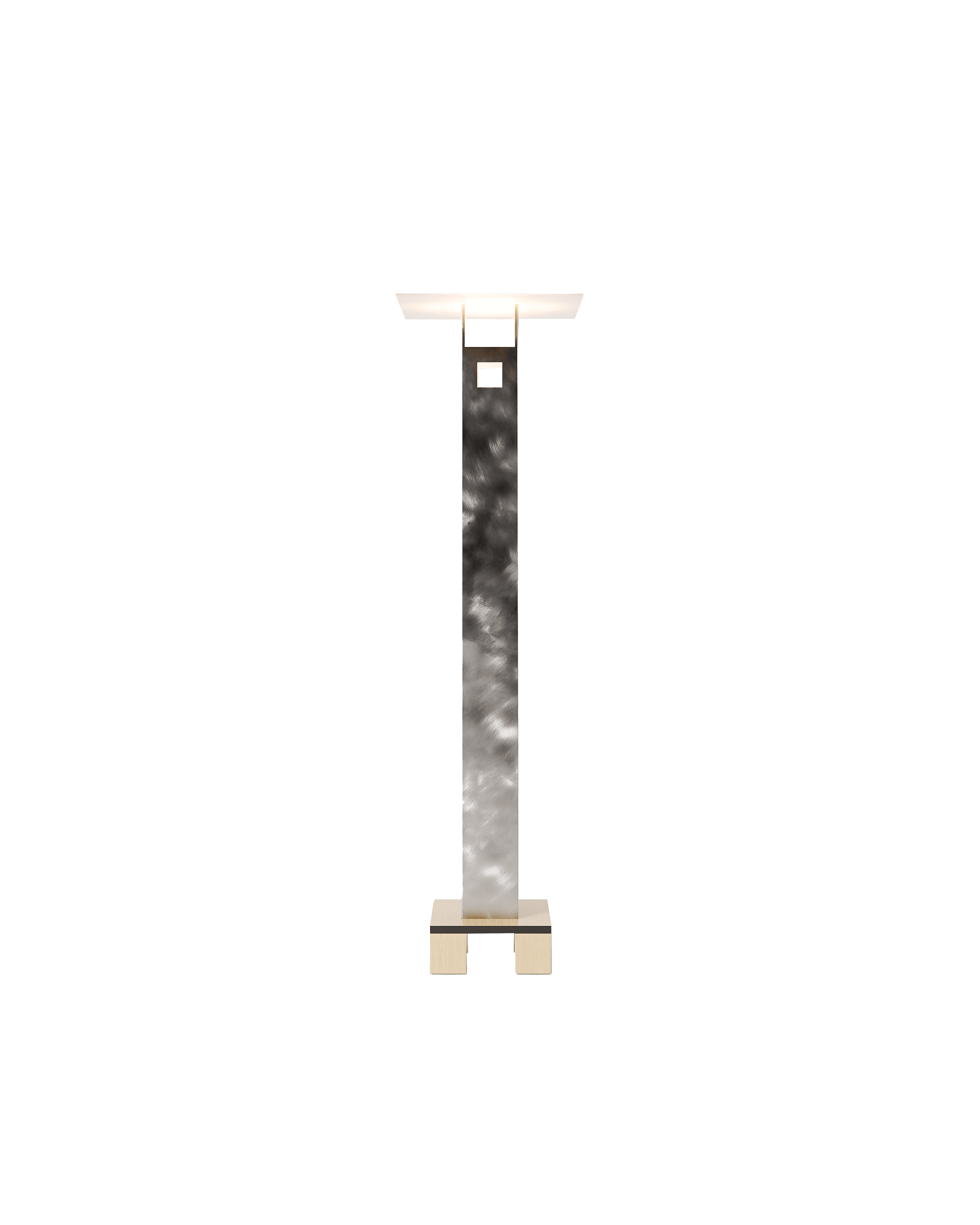 2093 Floor Lamp by Garance Vallée – brushed metal, brass accents, rectangular cutout, French designer lighting
