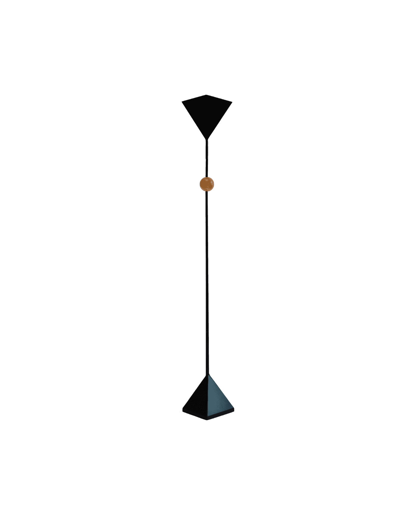Joia floor lamp by StudioDanielK, pyramidal black steel forms with Honey Calcite stone sphere, Antechamber