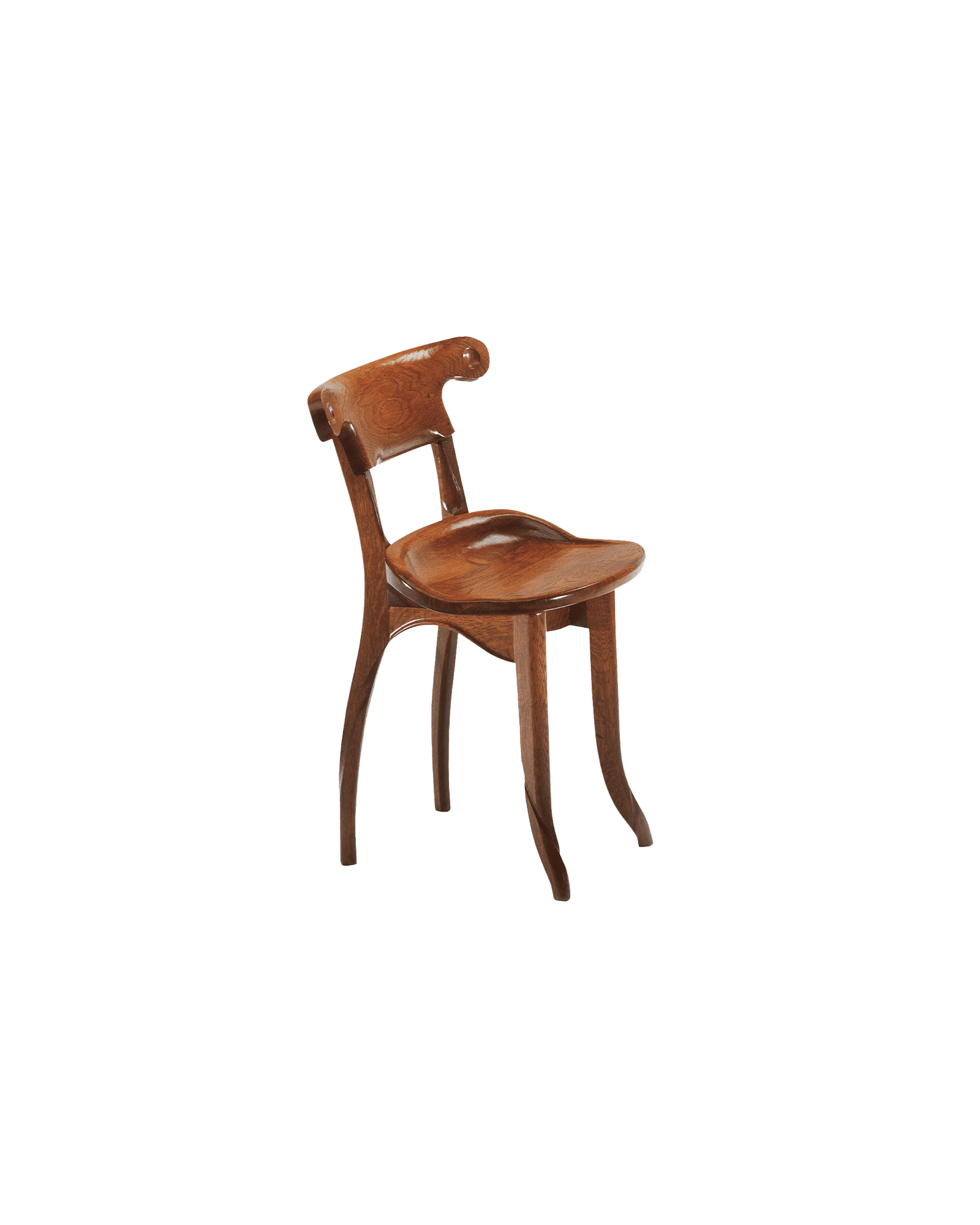 Batlló Chair in medium brown carved oak with ergonomic seat and curved legs, Antoni Gaudí by BD Barcelona