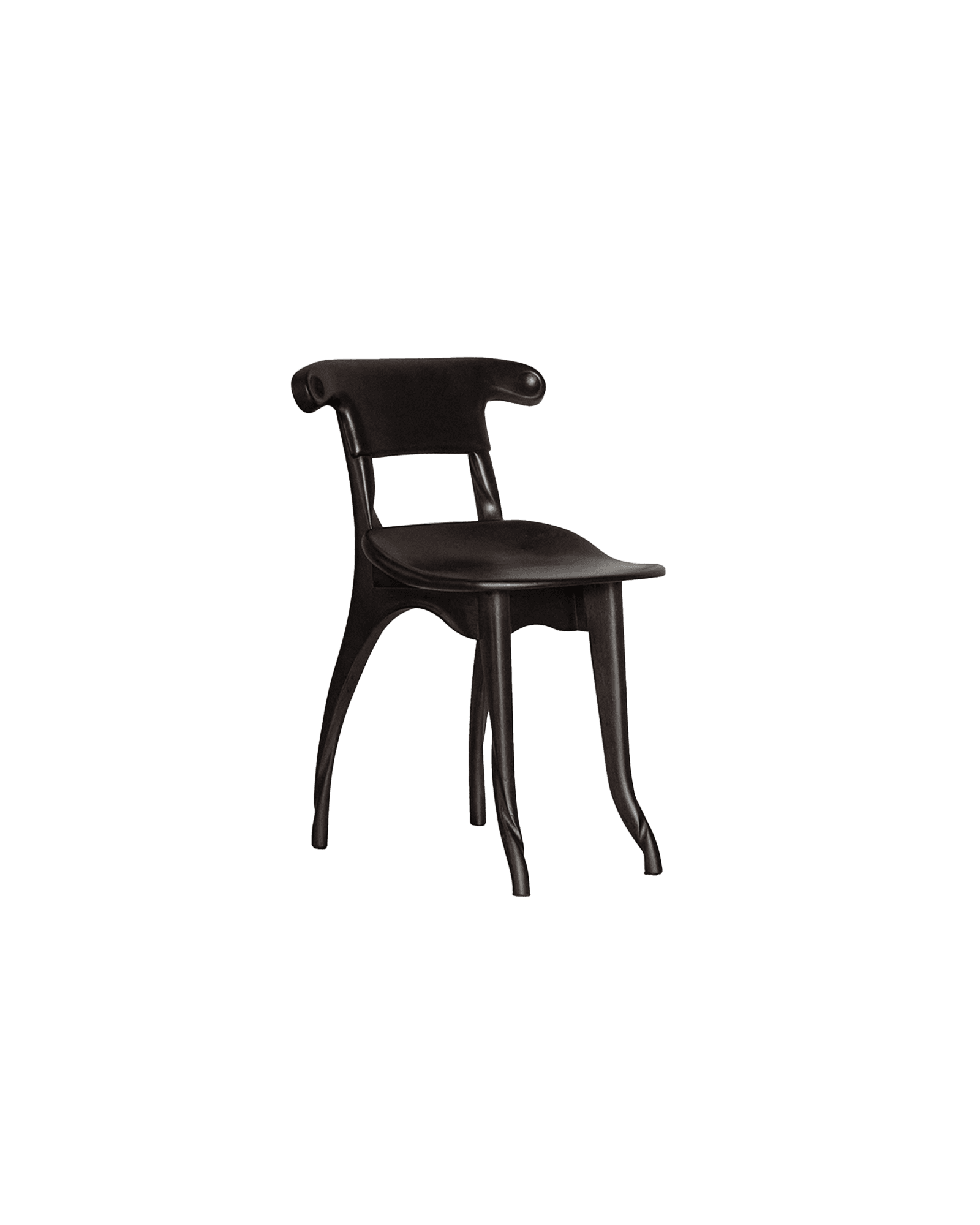 Batlló Chair Limited Edition in dark varnished oak with scrolled backrest, Antoni Gaudí by BD Barcelona
