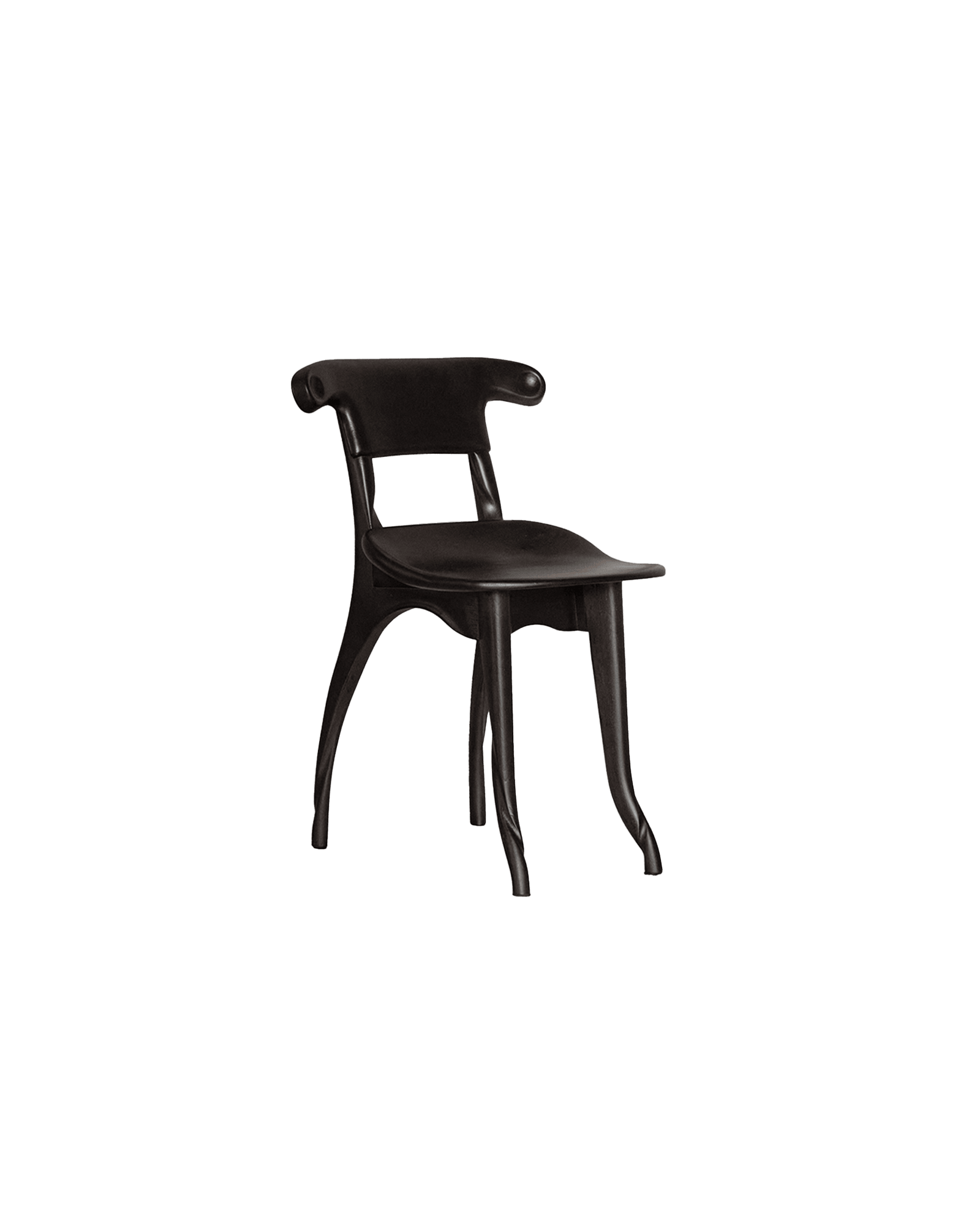 Batlló Chair Limited Edition in dark varnished oak with scrolled backrest, Antoni Gaudí by BD Barcelona