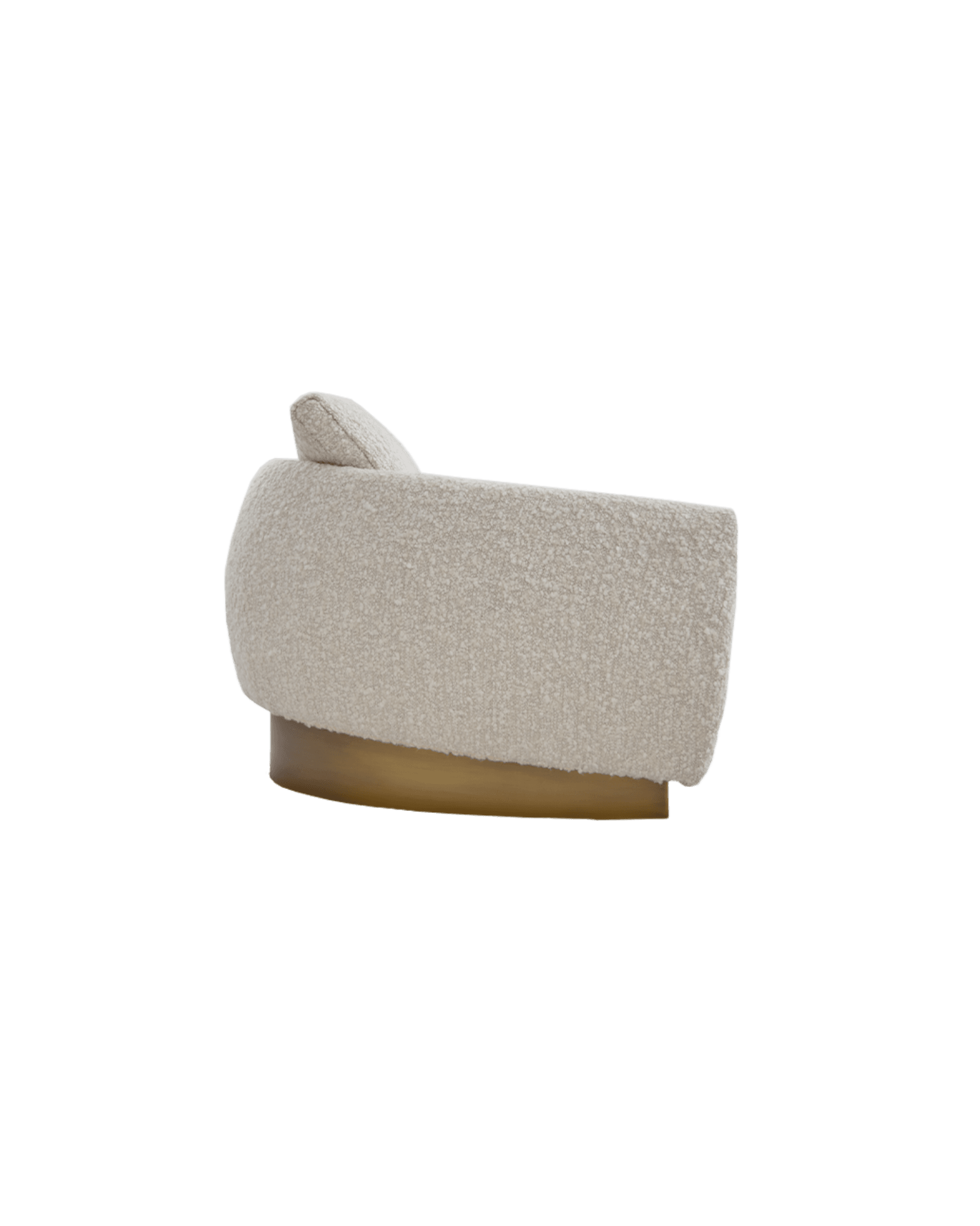 ATRA 2100 Egg Lounge Chair - enveloping beige upholstered armchair on polished gold-toned metal plinth