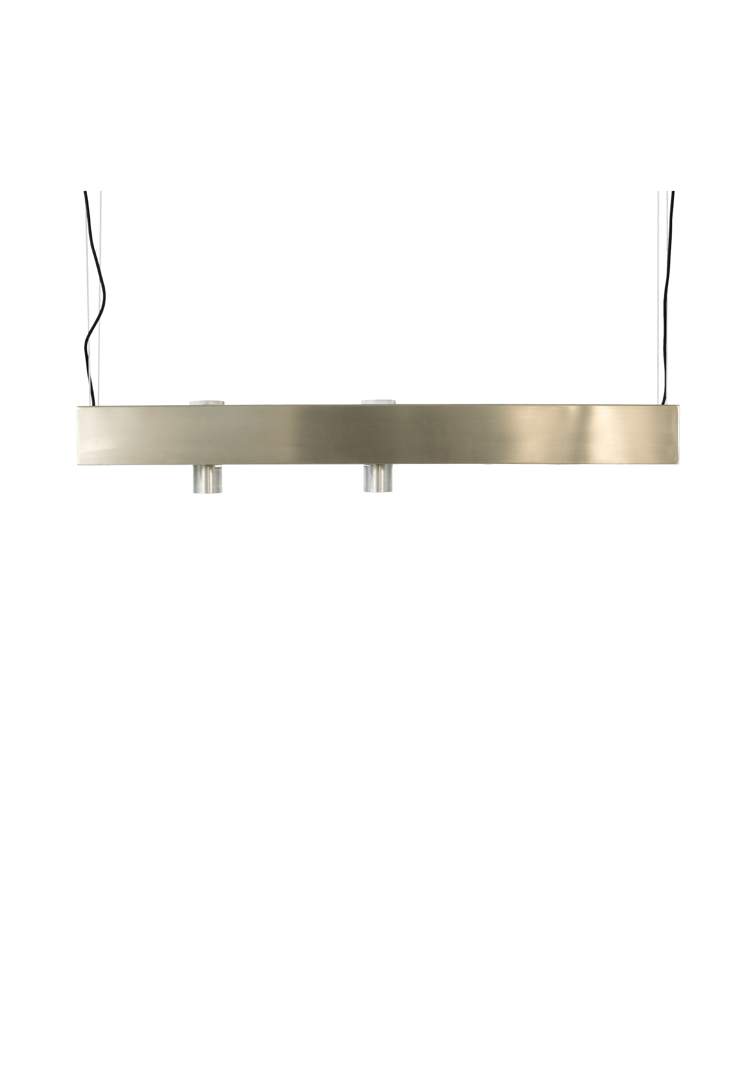 NAGOT CAPTIVE brushed metal horizontal pendant spotlight by Mattia Meneghini, minimalist Italian lighting design