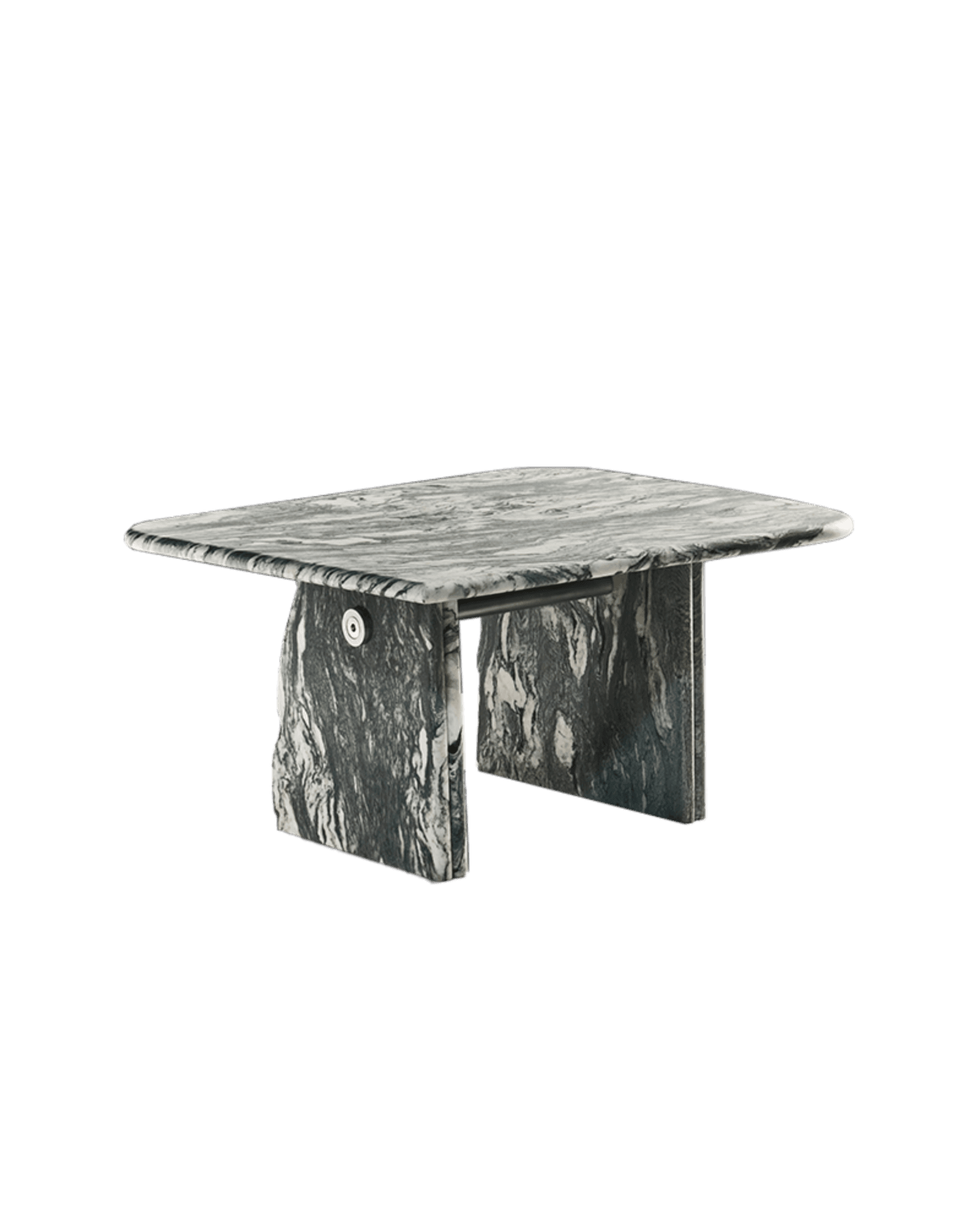 Lino Coffee Table in dark veined stone by Slash Objects, rectangular top on solid slab legs, Coexist collection