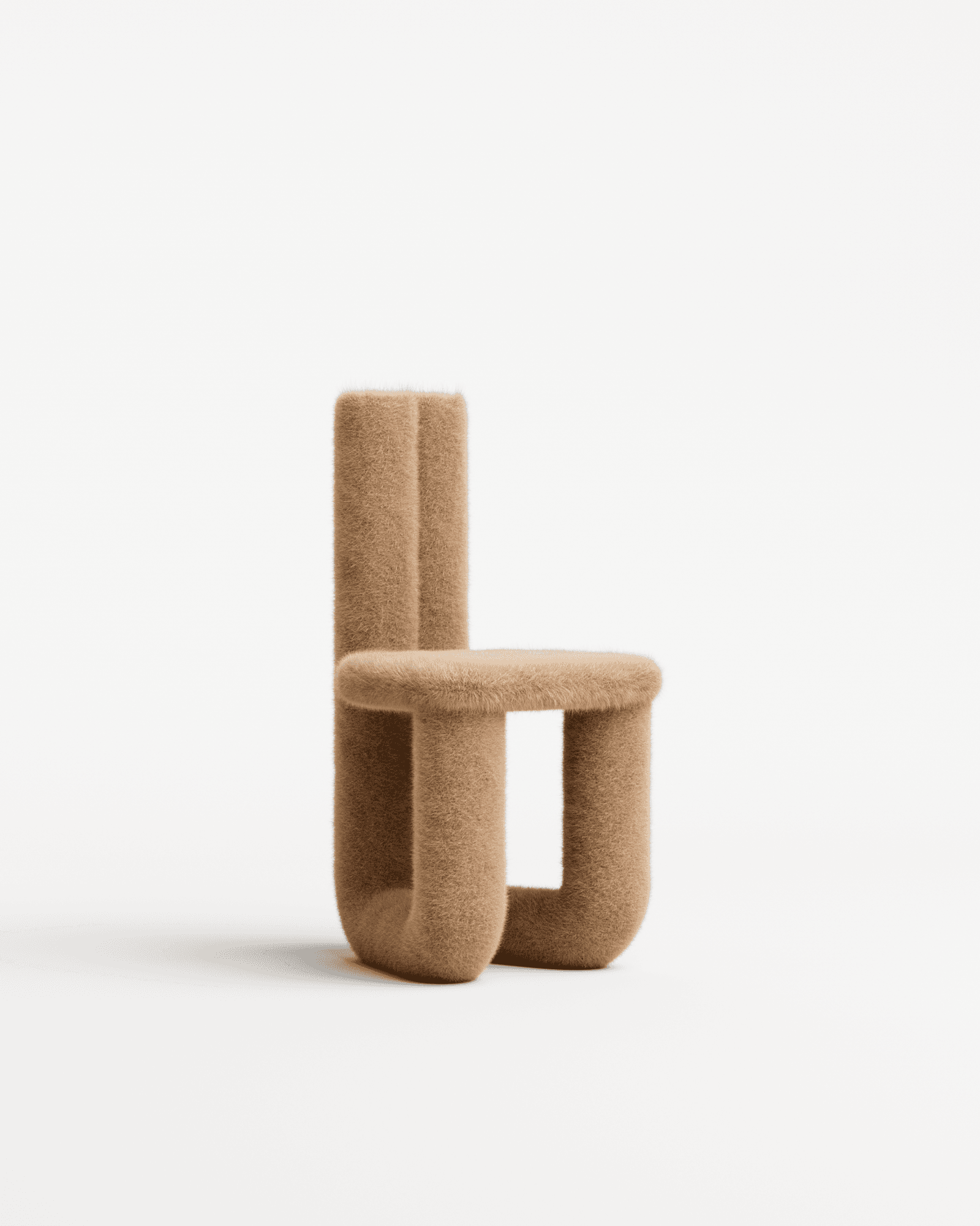 Courbes Alléchantes chair by Axel Chay, continuous looped chamois faux-fur aluminium tube forming seat and backrest