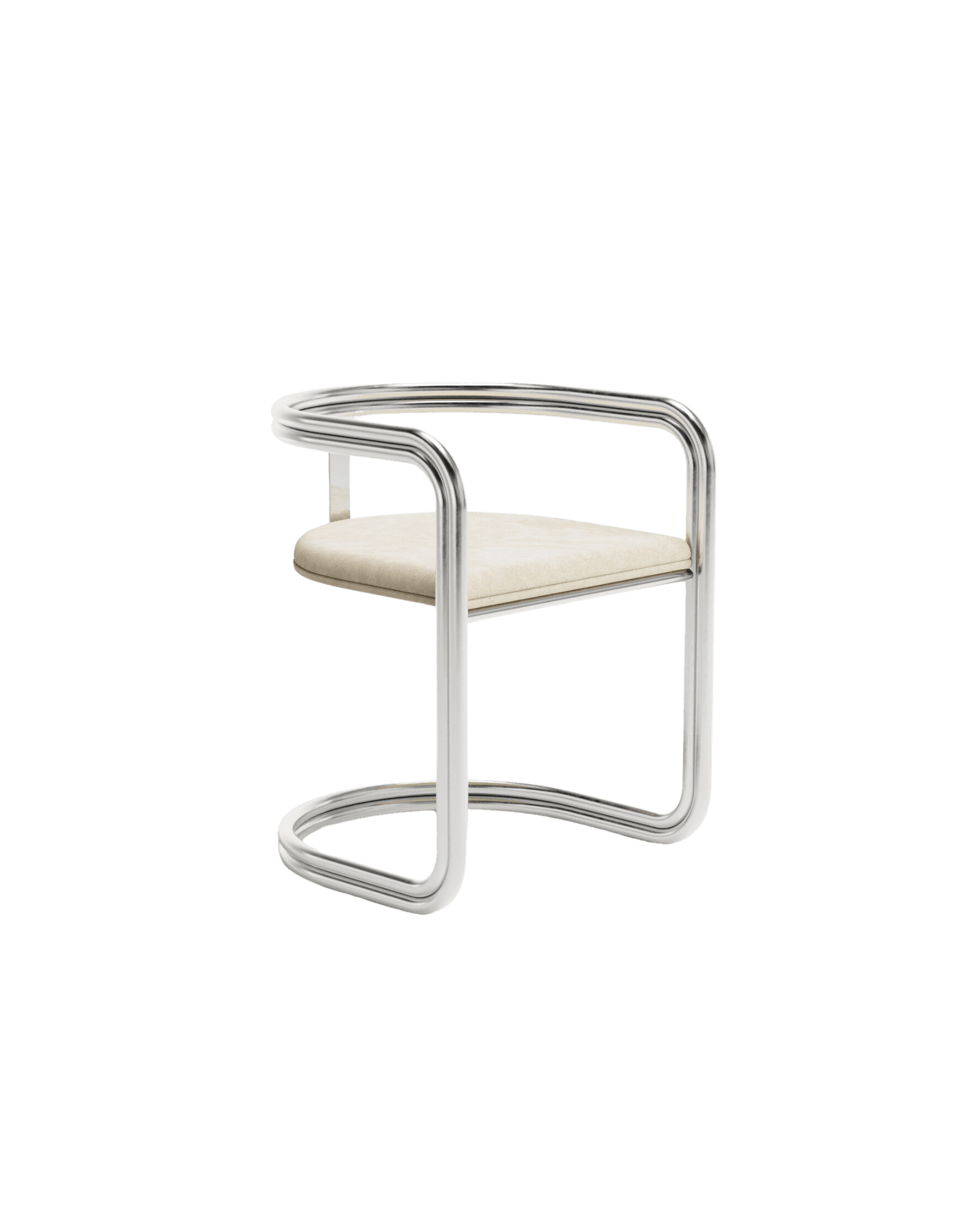 Beau Rivage Upholstered Chair by Rudy Guénaire - chrome tubular steel and Alcantara, cantilevered armchair
