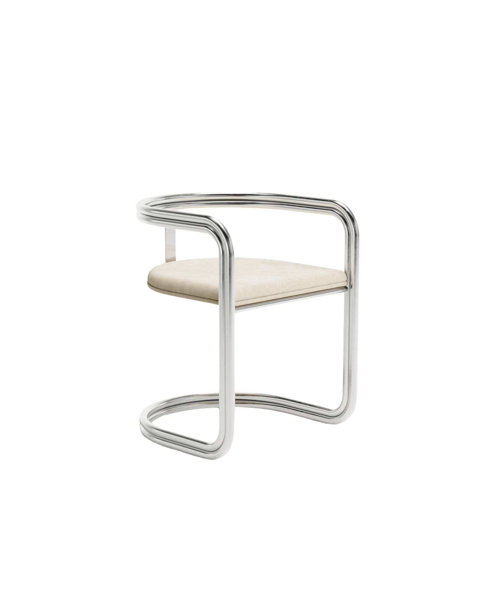 Beau Rivage Upholstered Chair by Rudy Guénaire - chrome tubular steel and Alcantara, cantilevered armchair