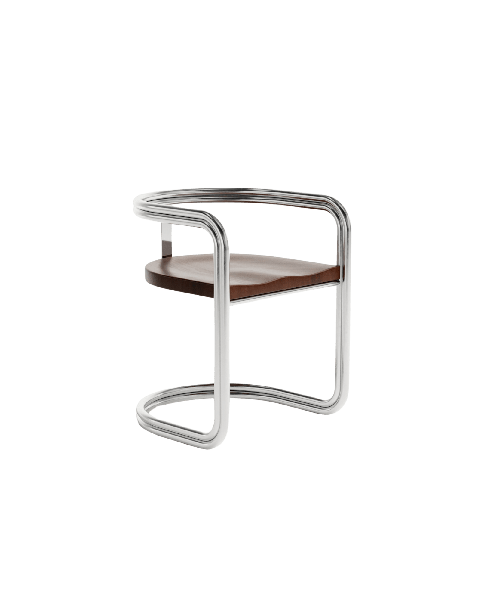 Beau Rivage Wooden Chair by Rudy Guénaire - chrome steel frame and stained ash seat, cantilevered chair