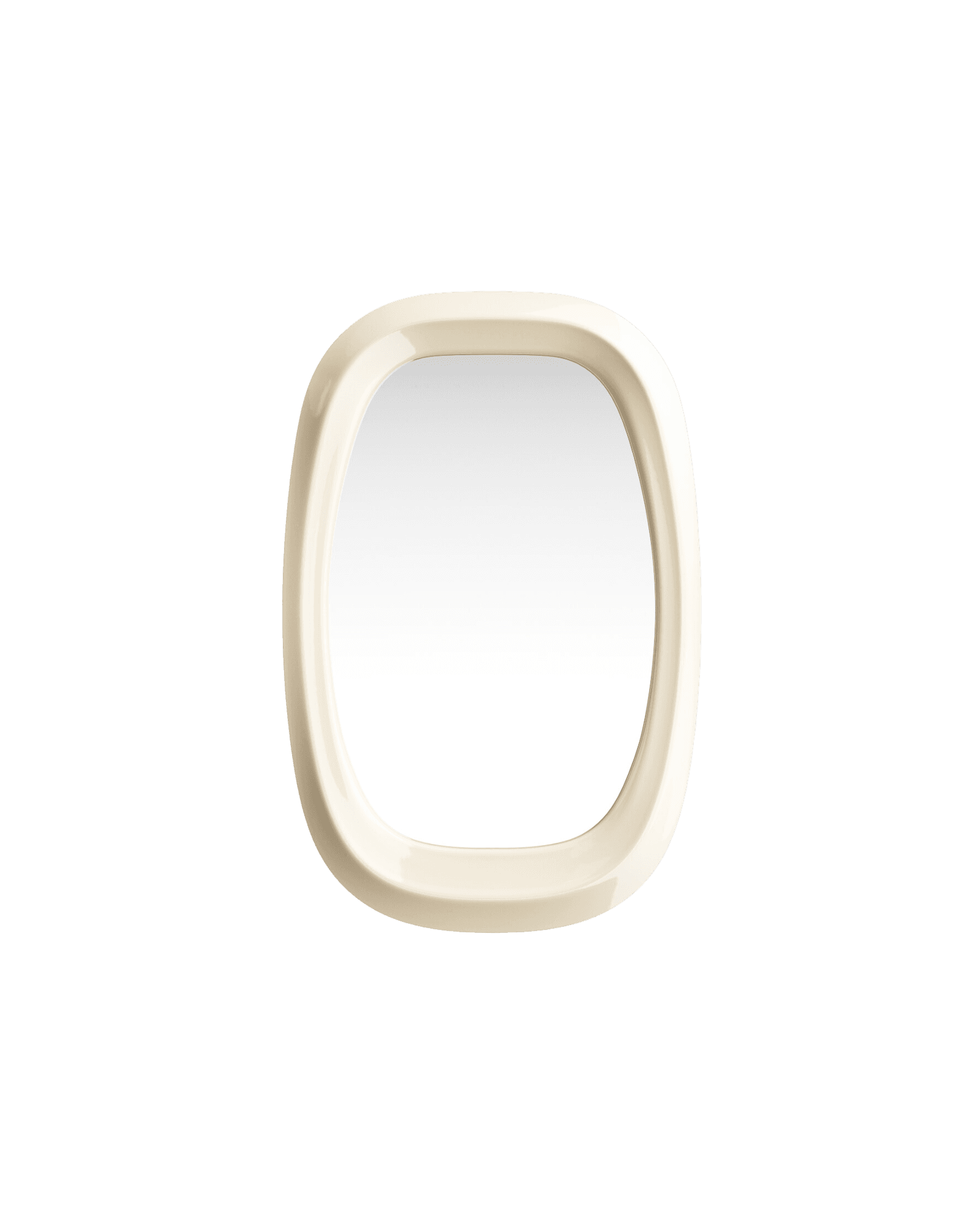 Cabin View Simple Mirror L by Rudy Guénaire - cream lacquered wood, large vertical oval mirror
