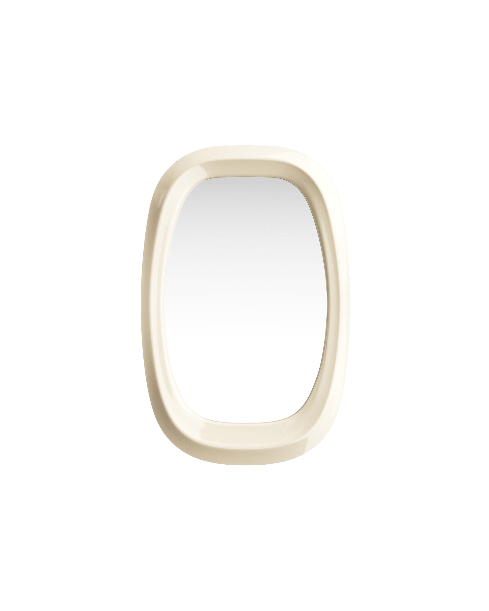 Cabin View Simple Mirror L by Rudy Guénaire - cream lacquered wood, large vertical oval mirror