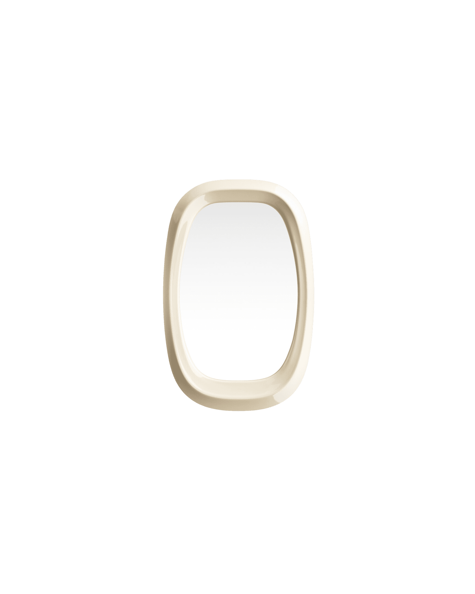 Cabin View Simple Mirror M by Rudy Guénaire - cream lacquered wood, vertical oval porthole mirror