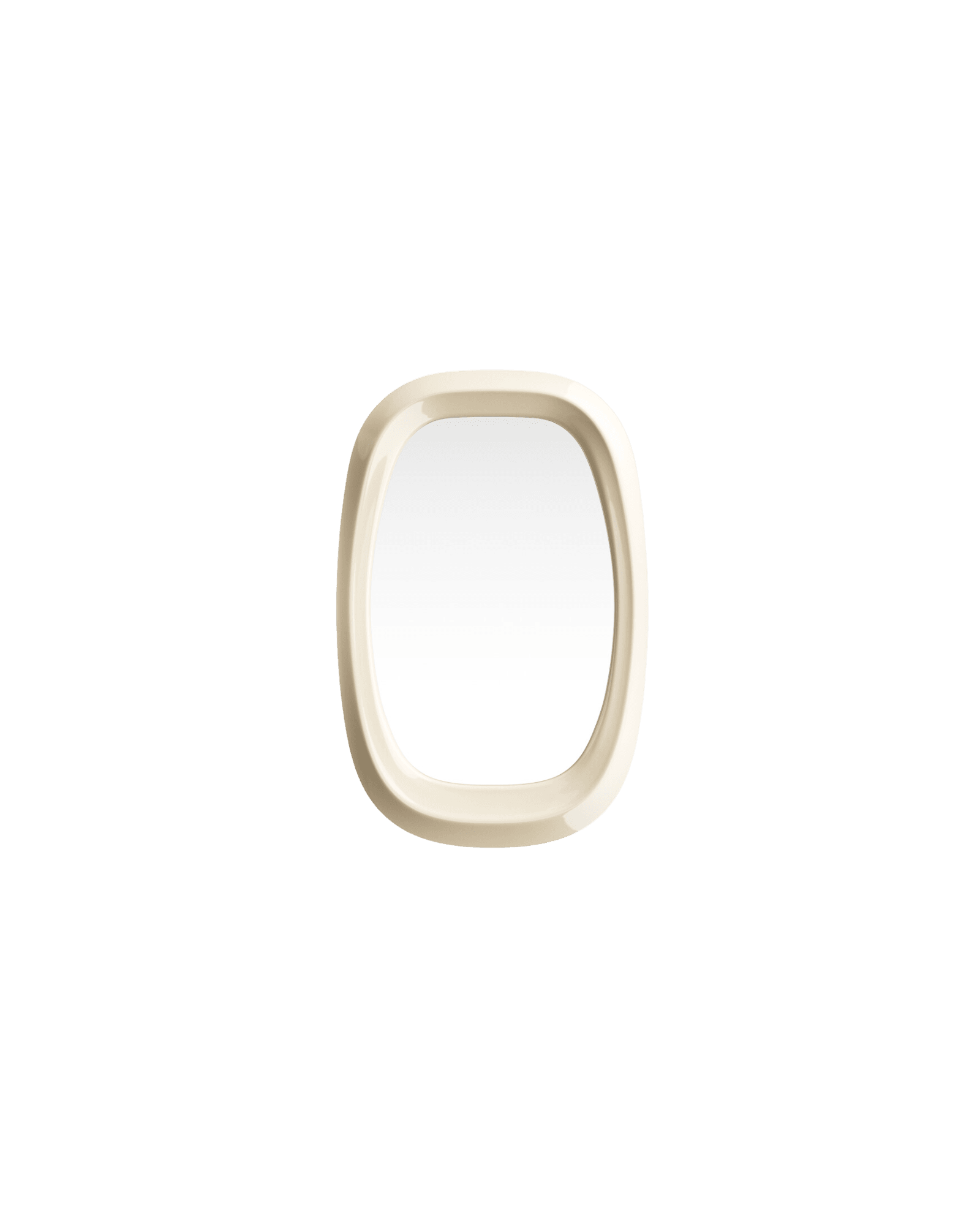 Cabin View Simple Mirror M by Rudy Guénaire - cream lacquered wood, vertical oval porthole mirror