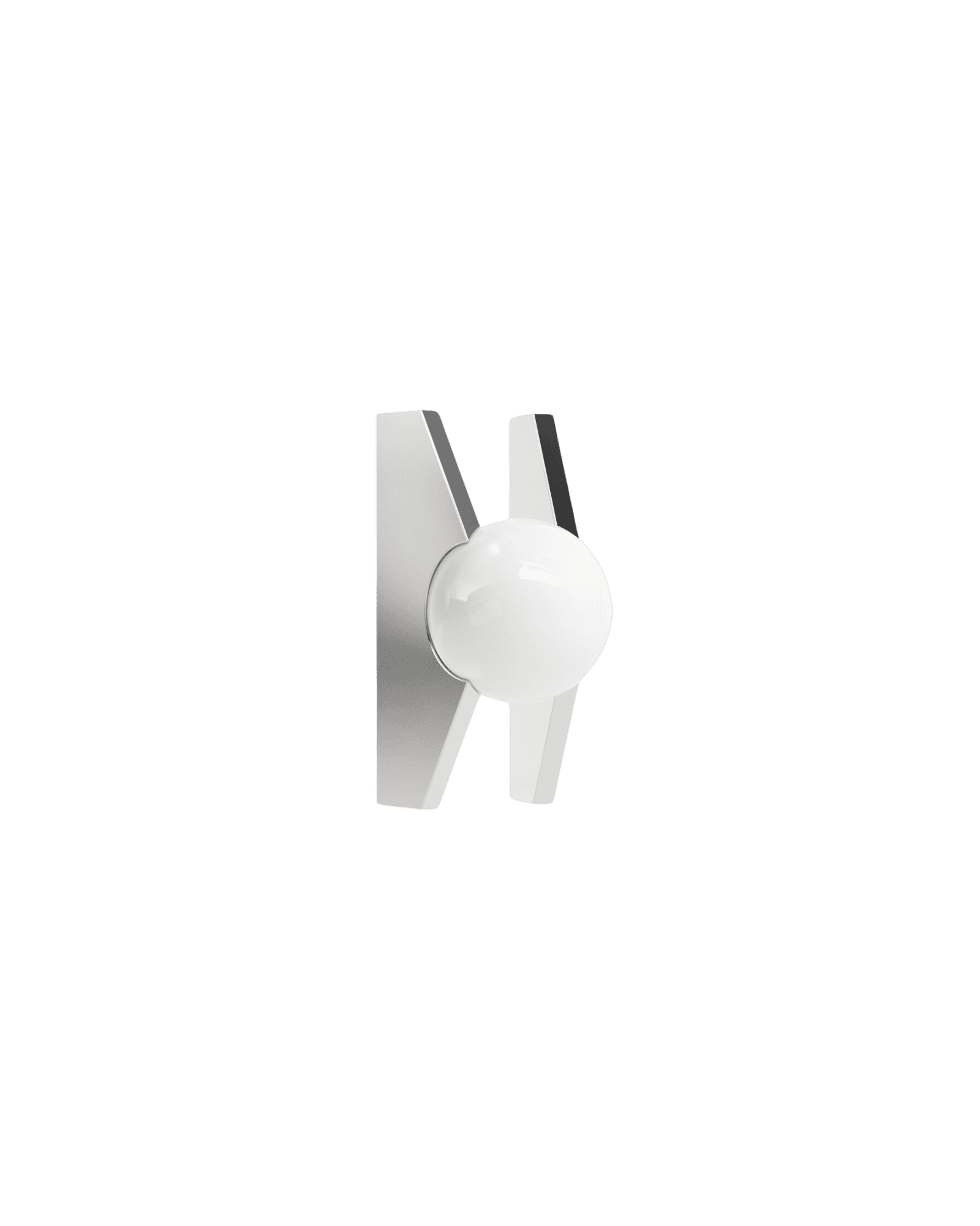 Going to the Moon Chrome Sconce by Rudy Guénaire - brushed chrome and opaline glass, H-form wall light