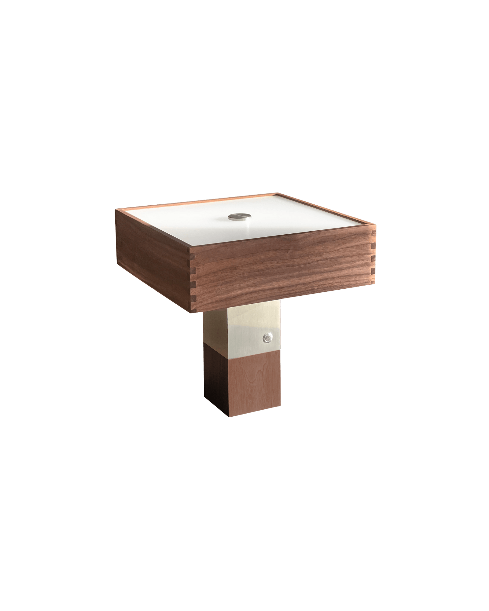AR70 Table Lamp by Disderot, Abraham & Rol, walnut cantilevered top, champagne metal, mid-century French design