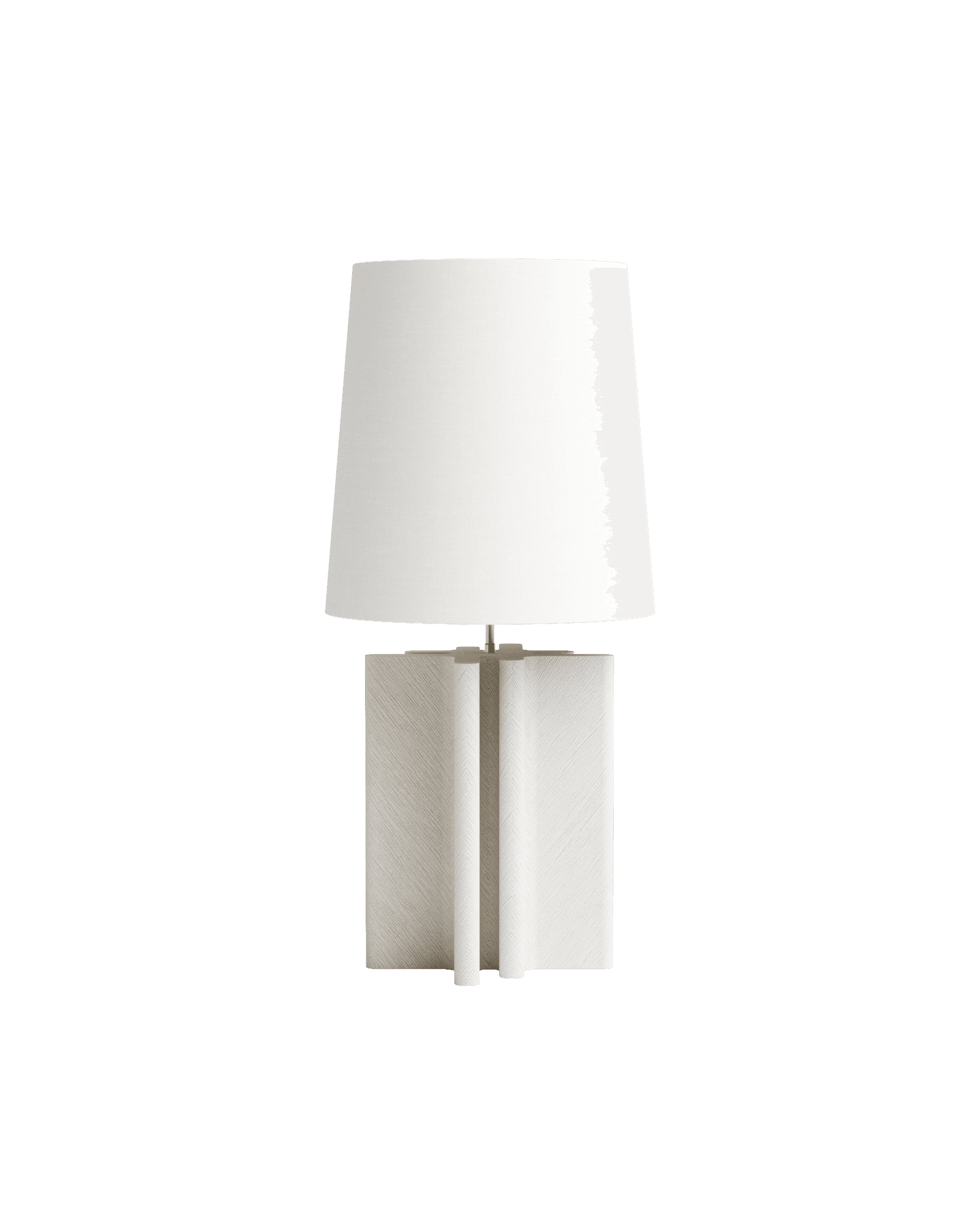 Hashtag Table Lamp by Fabrice Juan – plaster lamp, fluted column base with cotton shade and brass connector