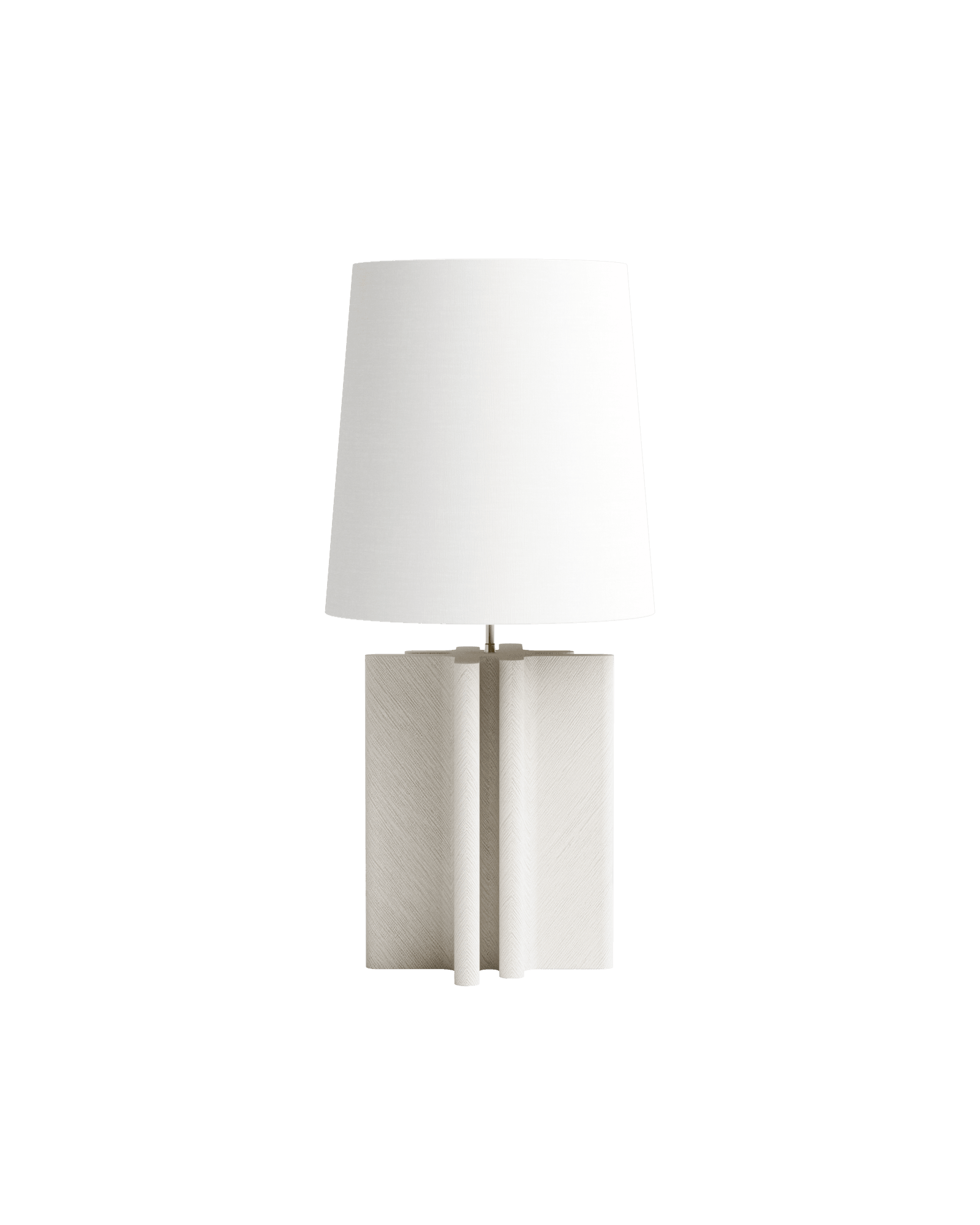 Hashtag Table Lamp by Fabrice Juan – plaster lamp, fluted column base with cotton shade and brass connector