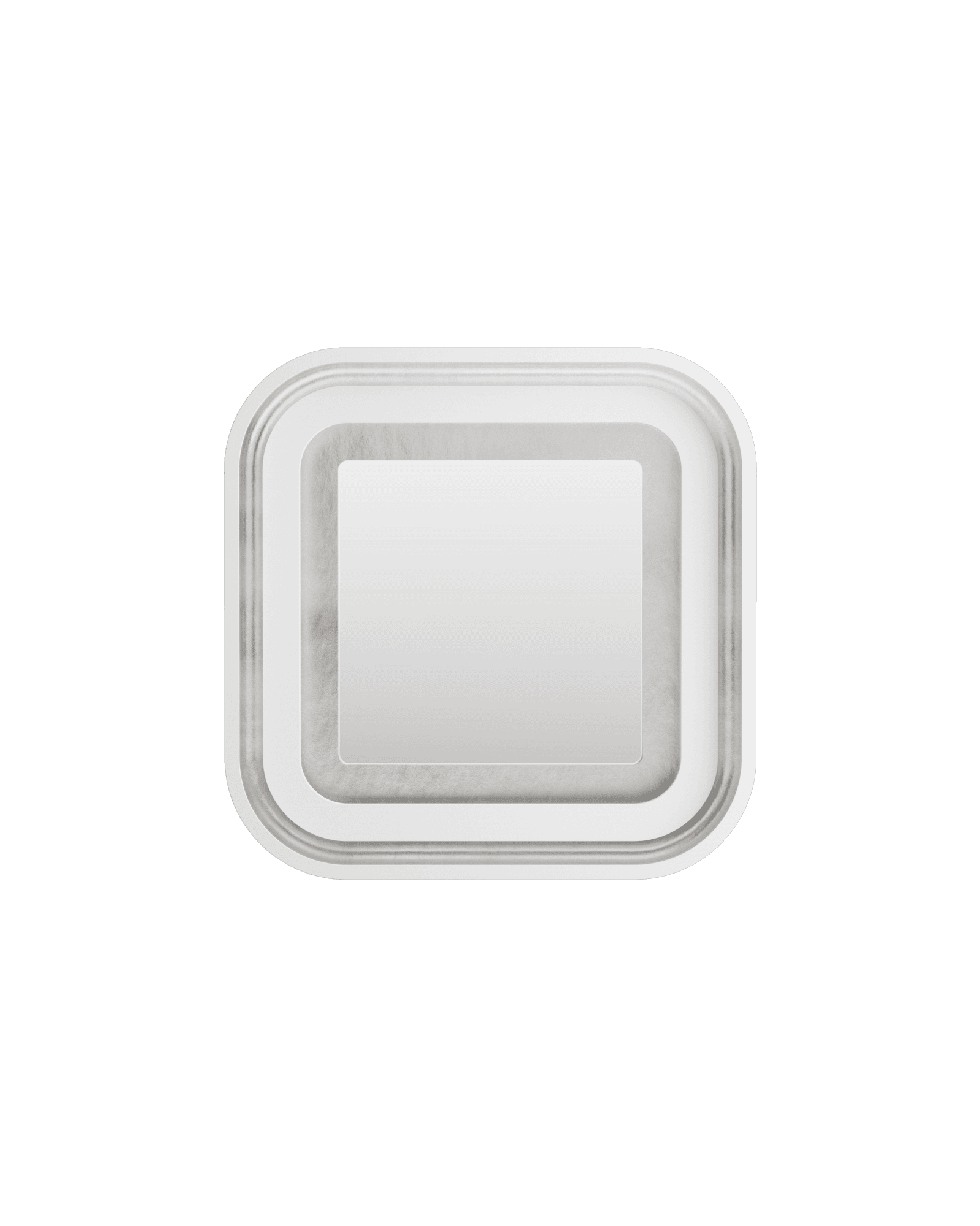 George Mirror by Fabrice Juan – plaster and silver mirror, nested rounded-rectangle frames in grayscale
