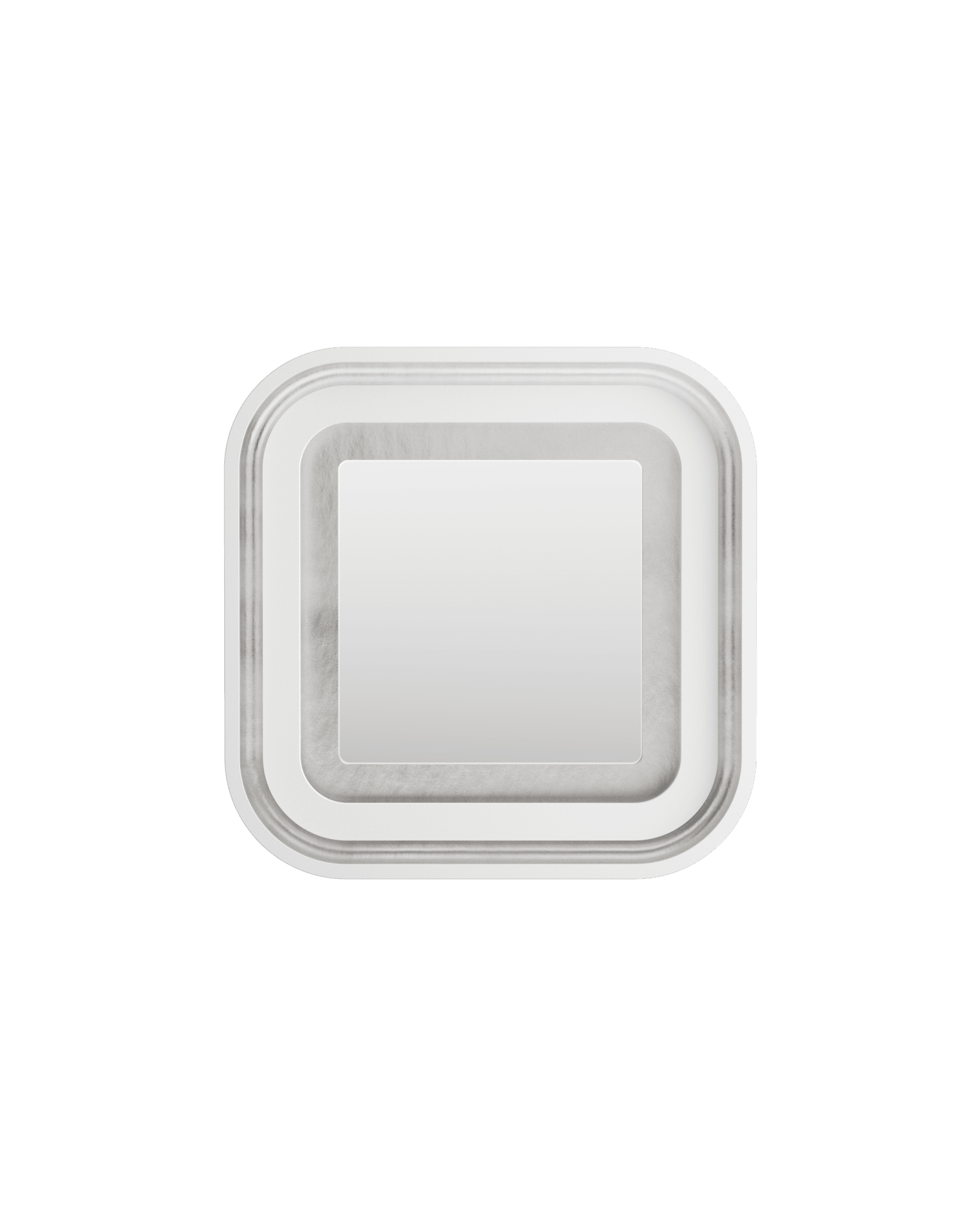 George Mirror by Fabrice Juan – plaster and silver mirror, nested rounded-rectangle frames in grayscale