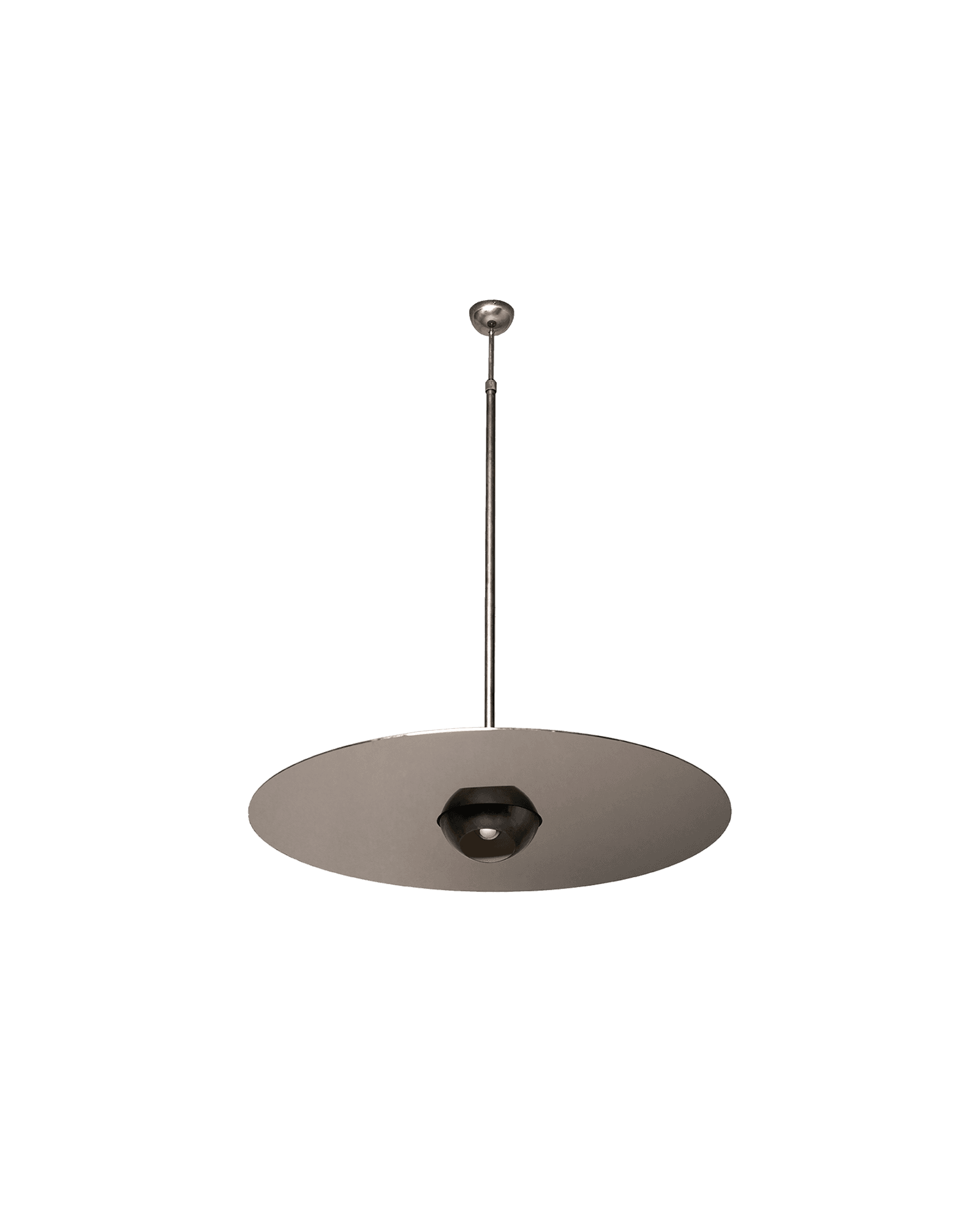 Ceiling lamp 03 by Interni Venosta - grey metal disc with matte bell-shaped housing, Drop 01