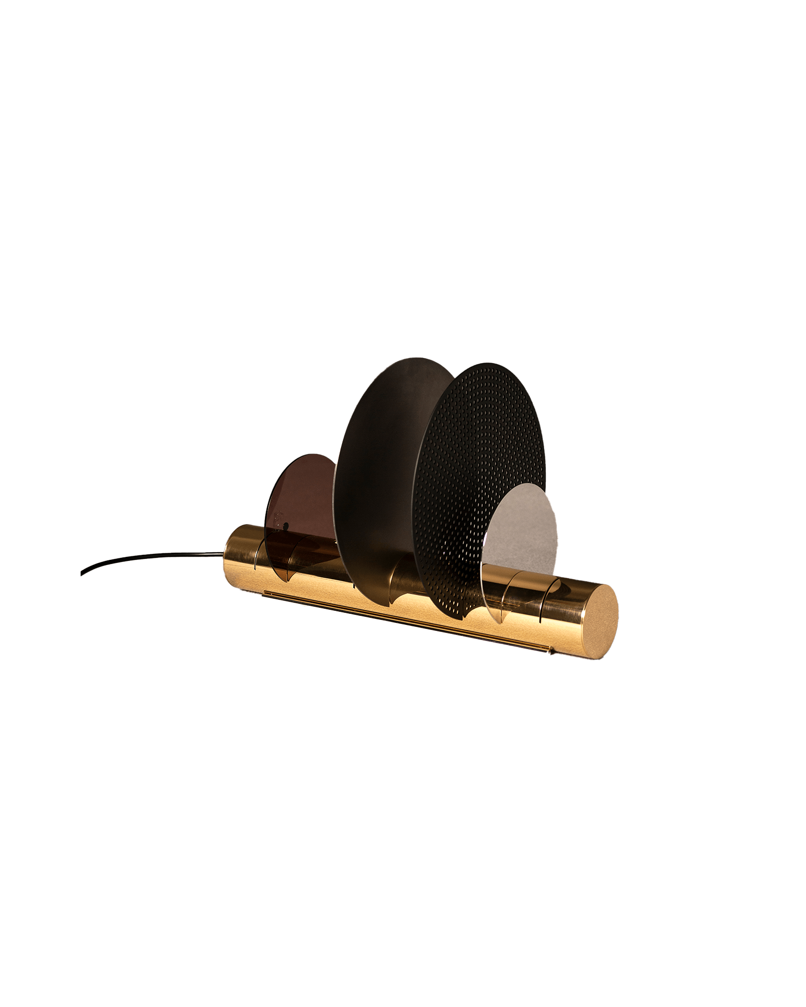 Sculptural brass table lamp with stacked disc elements, Drop 02 by Interni Venosta