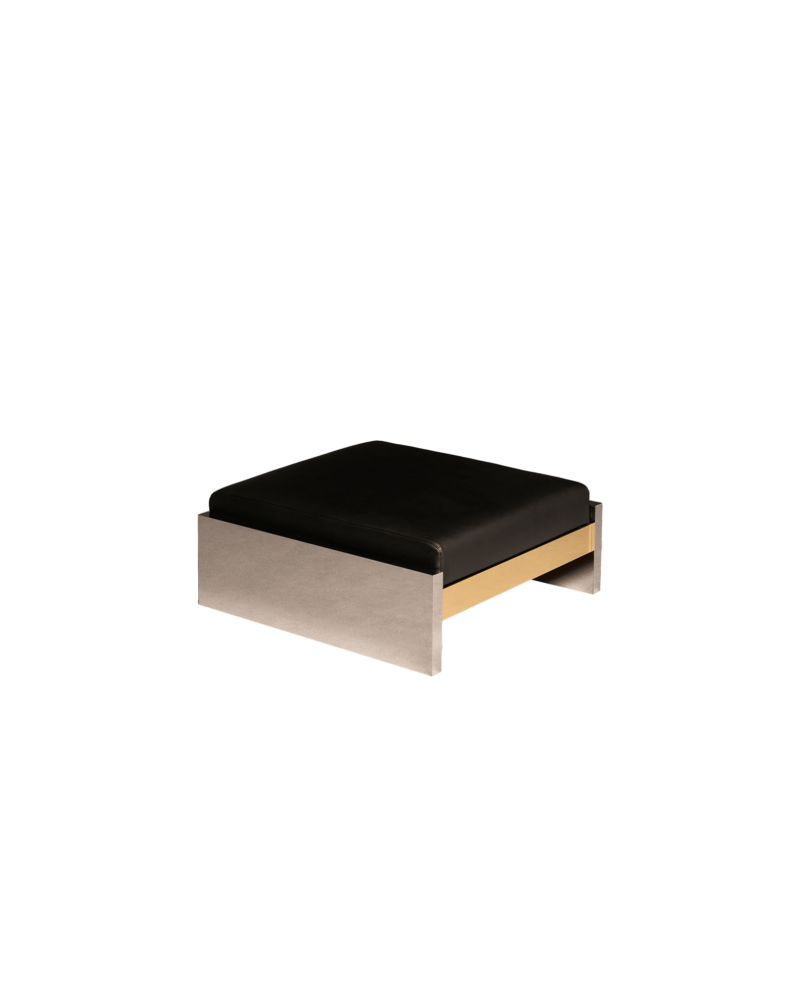 14 Pouf M ottoman by Interni Venosta - black cushion in layered grey and gold frame, Drop 02