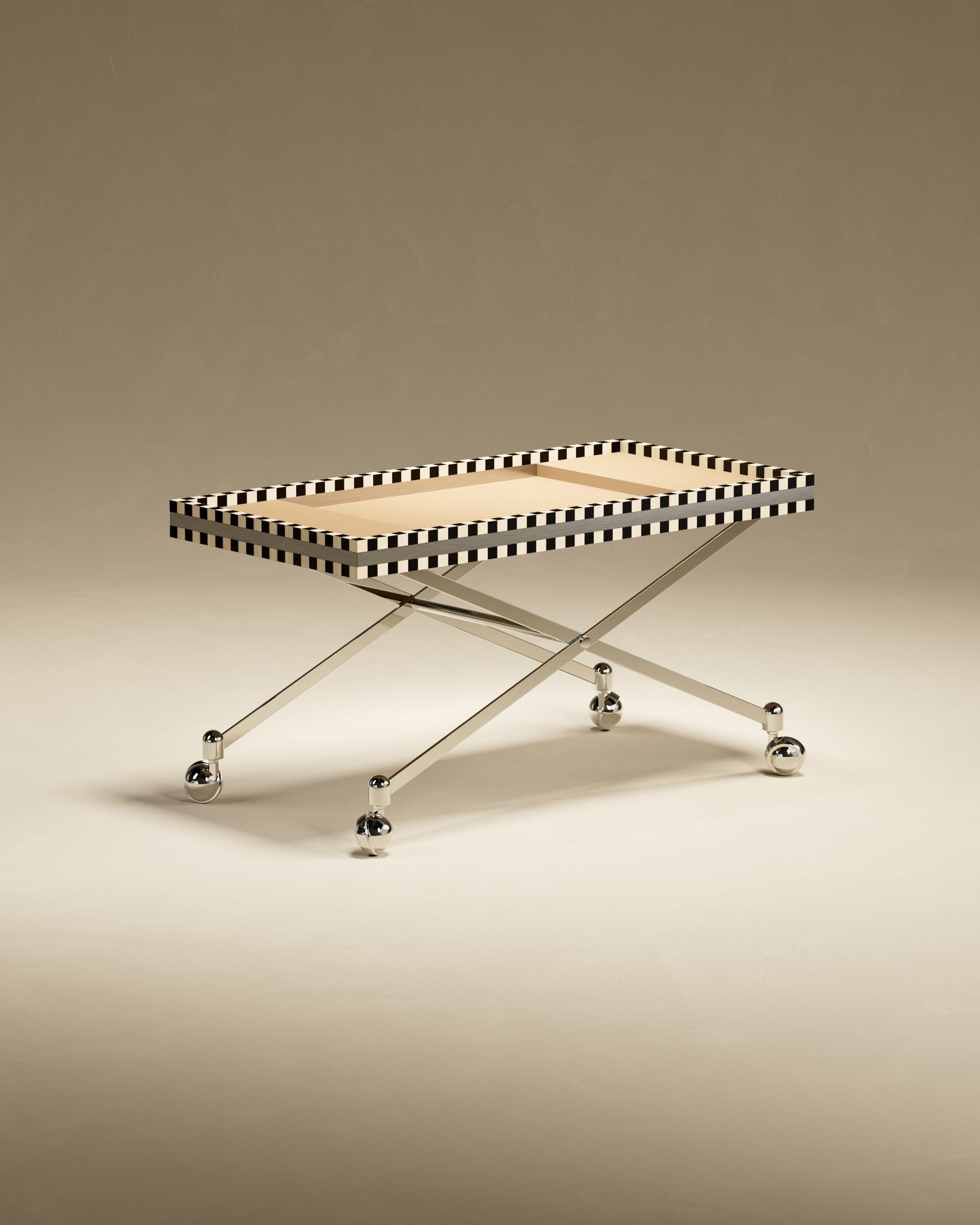 Ec8 by Necchi Architecture, made of Chrome and Wood, Beige version, picture 3