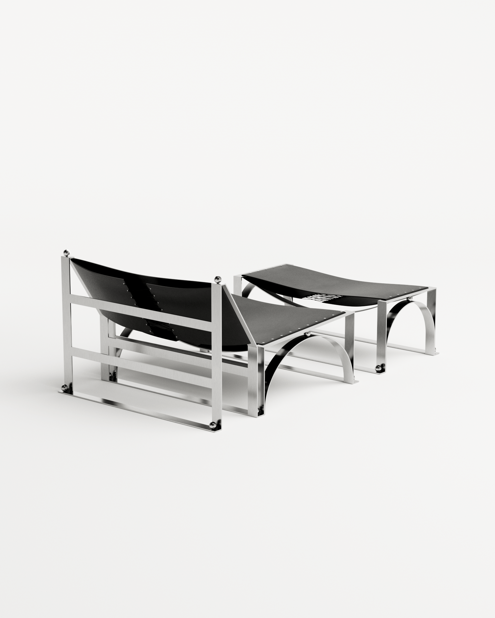 Ec8 by Necchi Architecture, made of Leather and Brushed Stainless Steel, Black version, picture 1