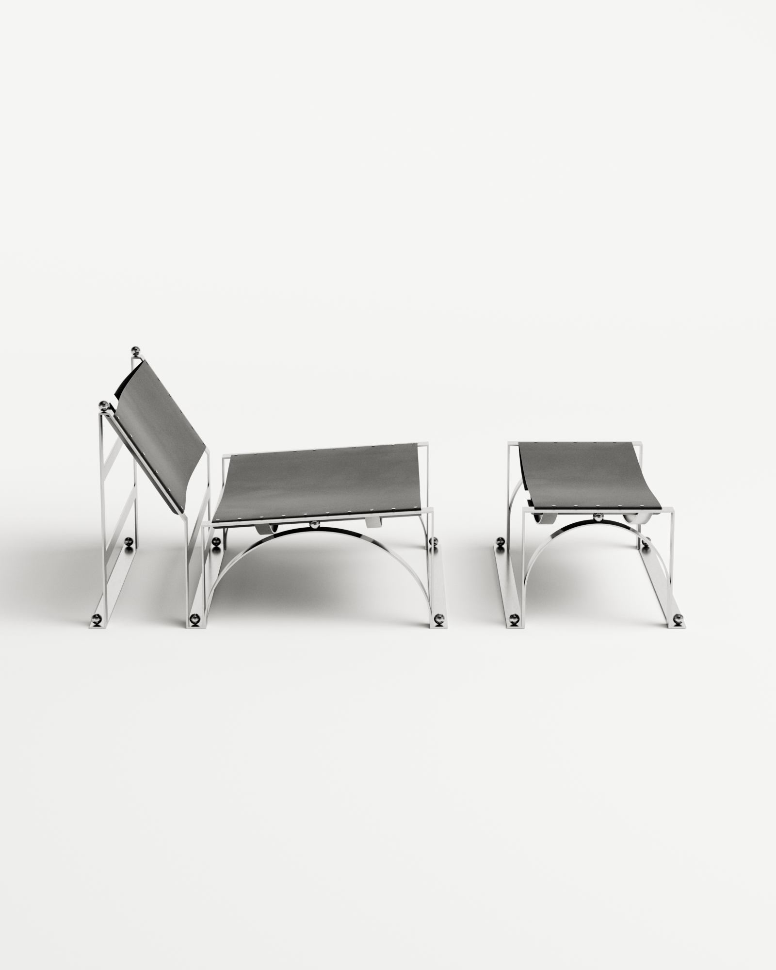 Ec8 by Necchi Architecture, made of Leather and Brushed Stainless Steel, Black version, picture 2