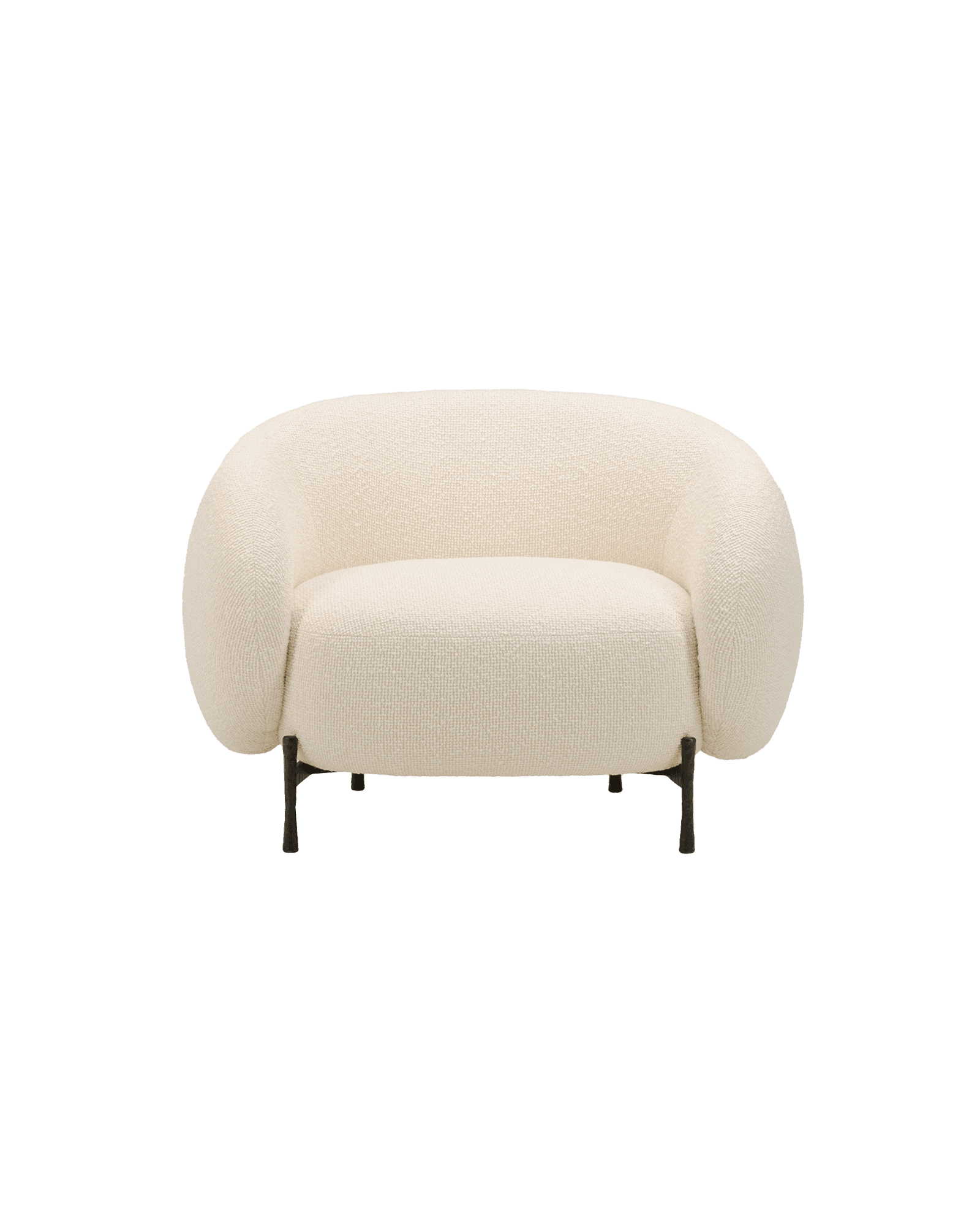 Cloud Lounge by Studio Paolo Ferrari - off-white armchair, rounded continuous shell, dark metal legs