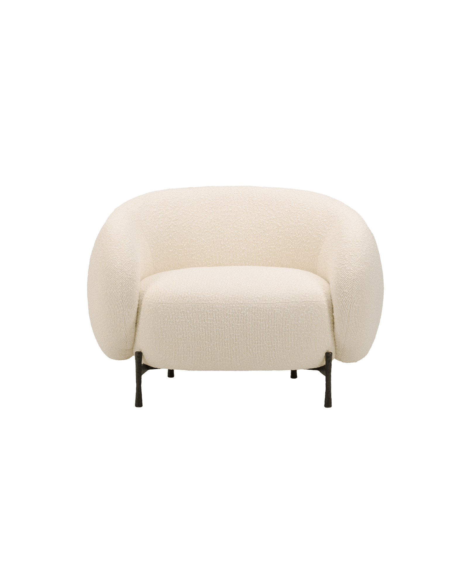Cloud Lounge by Studio Paolo Ferrari - off-white armchair, rounded continuous shell, dark metal legs