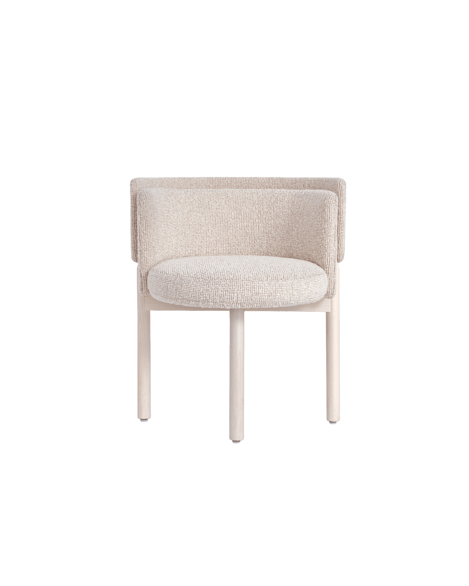 Layered Back Dining Chair by Studio Paolo Ferrari - upholstered chair, U-shaped backrest, pale cylindrical wood legs