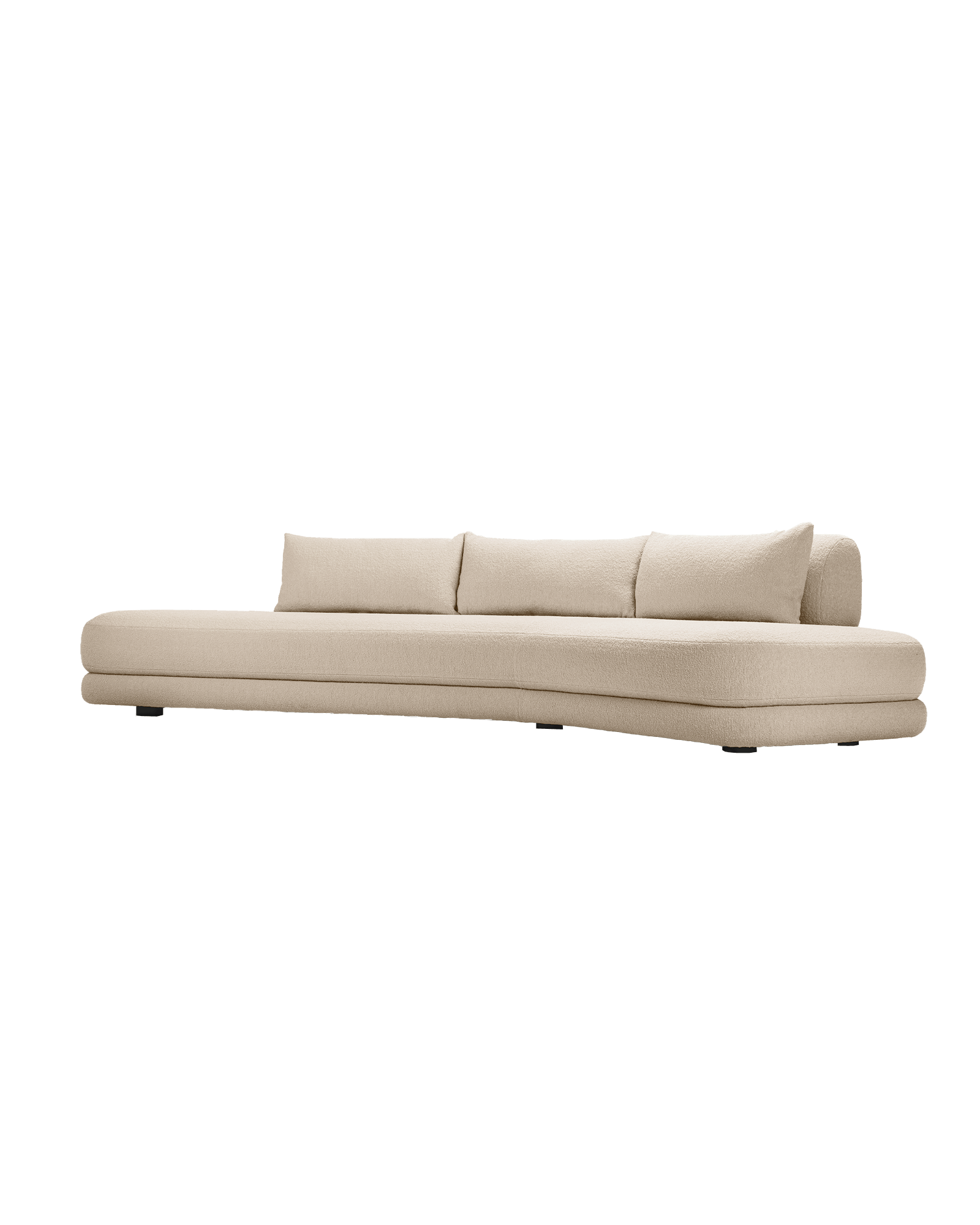 Lido Sofa by Studio Paolo Ferrari - curved sectional, textured beige fabric, chaise extension