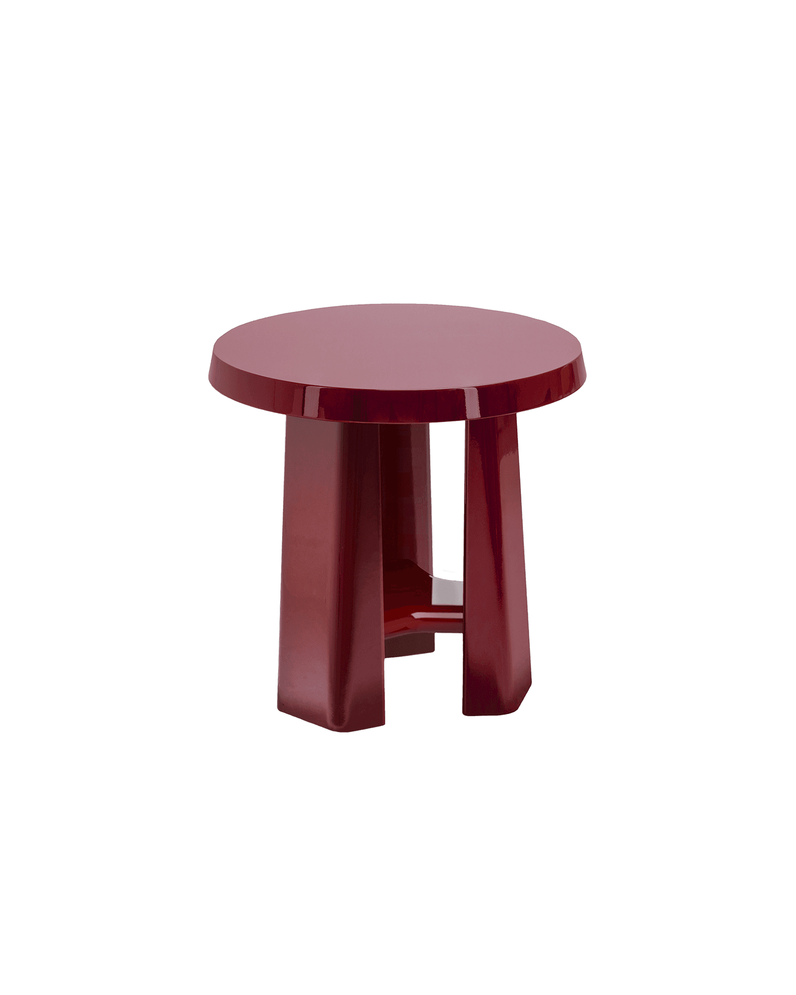 Mr. B Round Side Table by Studio Paolo Ferrari - reddish-brown lacquer, circular top, angular legs
