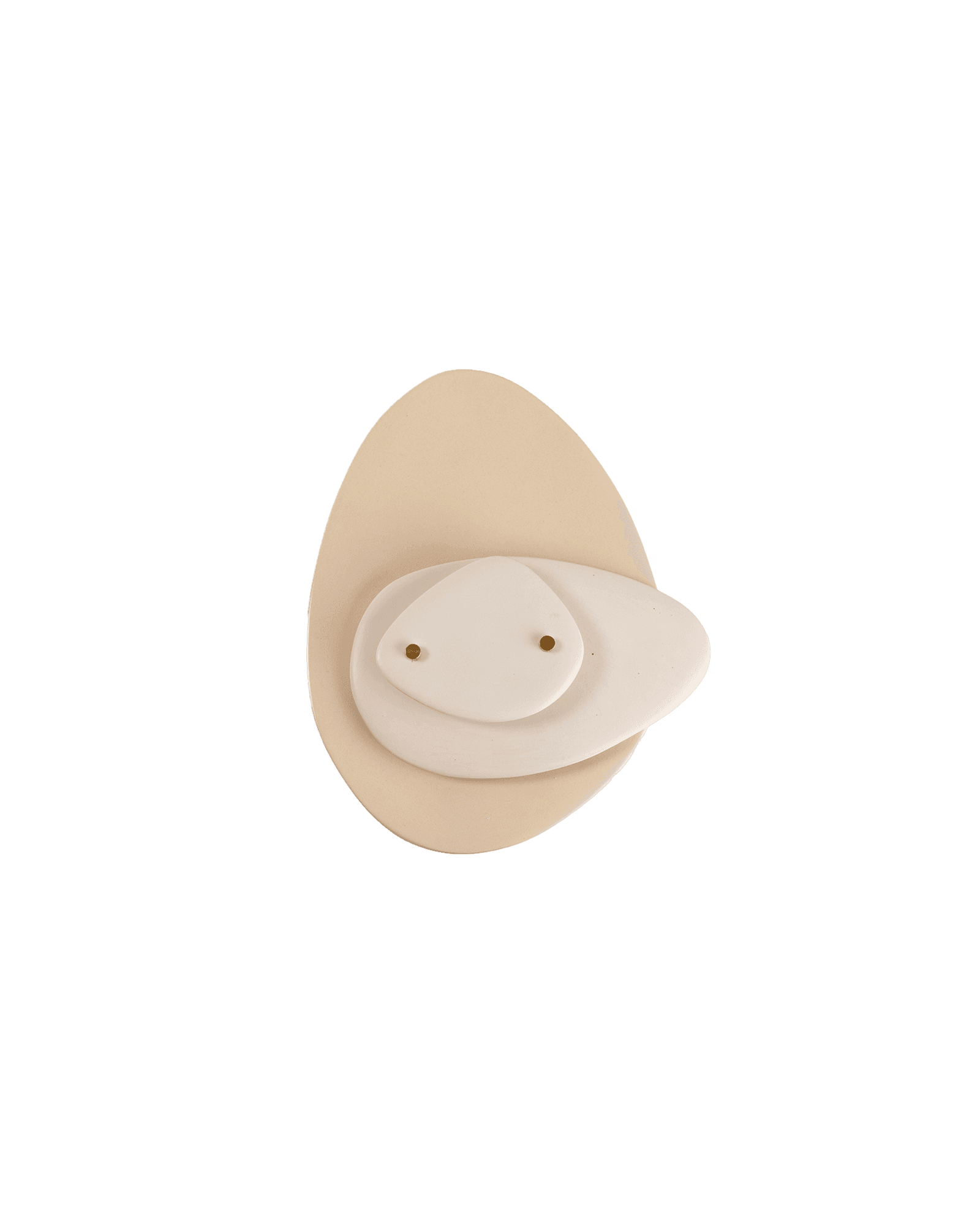 Nerites ceramic wall sculpture by Elsa Foulon - layered organic off-white forms on beige base with brass pin accents