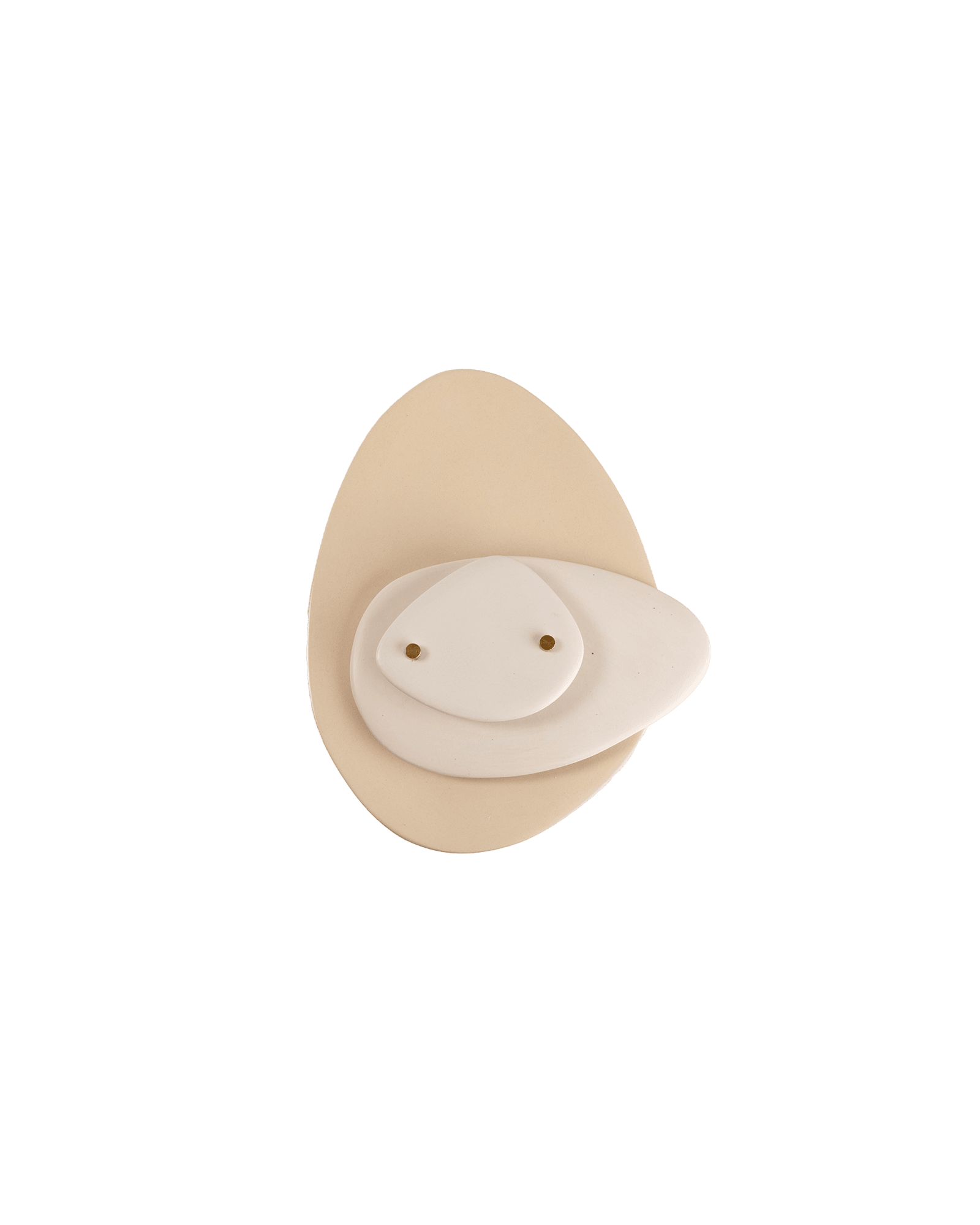 Nerites ceramic wall sculpture by Elsa Foulon - layered organic off-white forms on beige base with brass pin accents