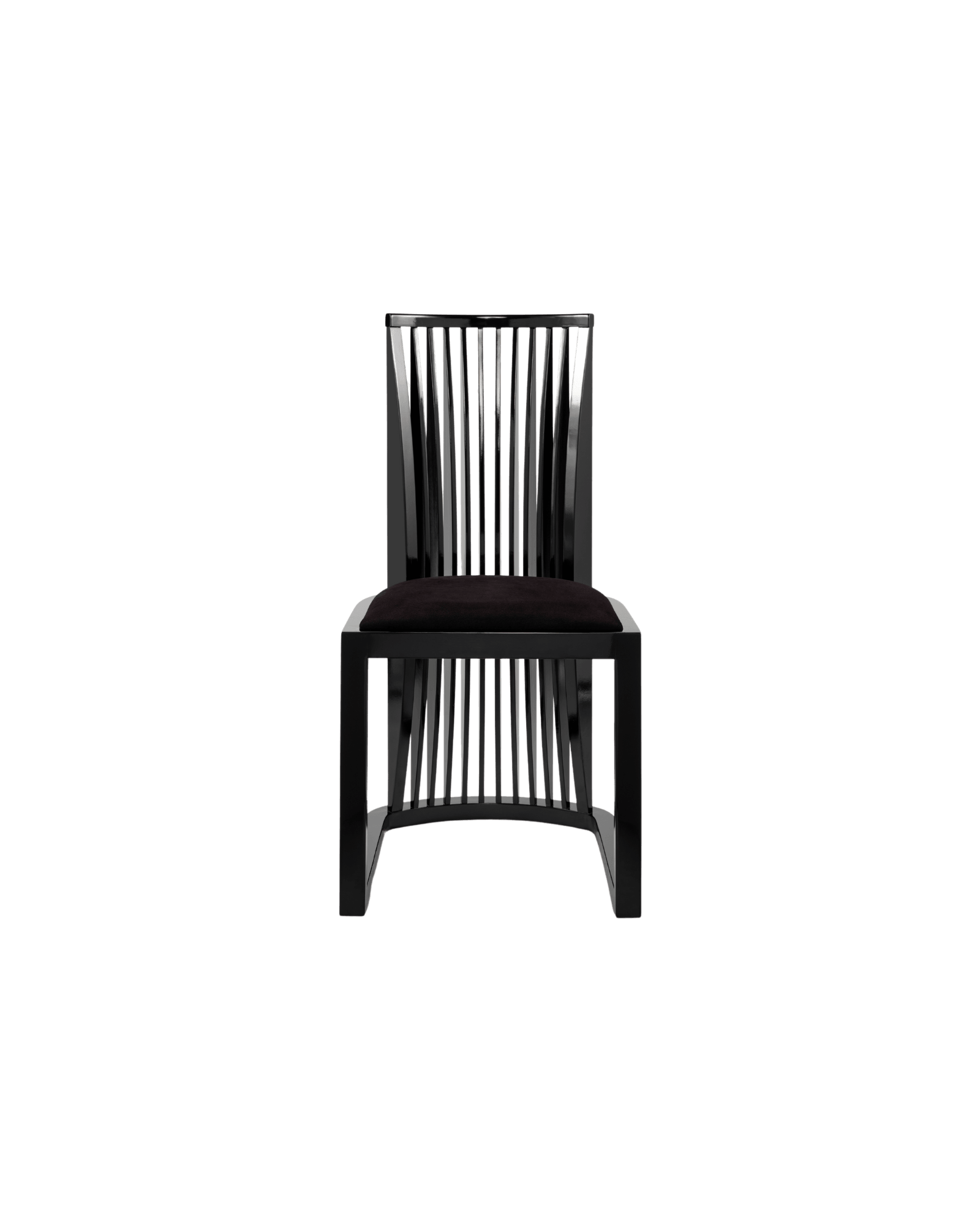 Kong Chair by GEOSTUDIO - black lacquered dining chair, slatted backrest, dark velvet seat