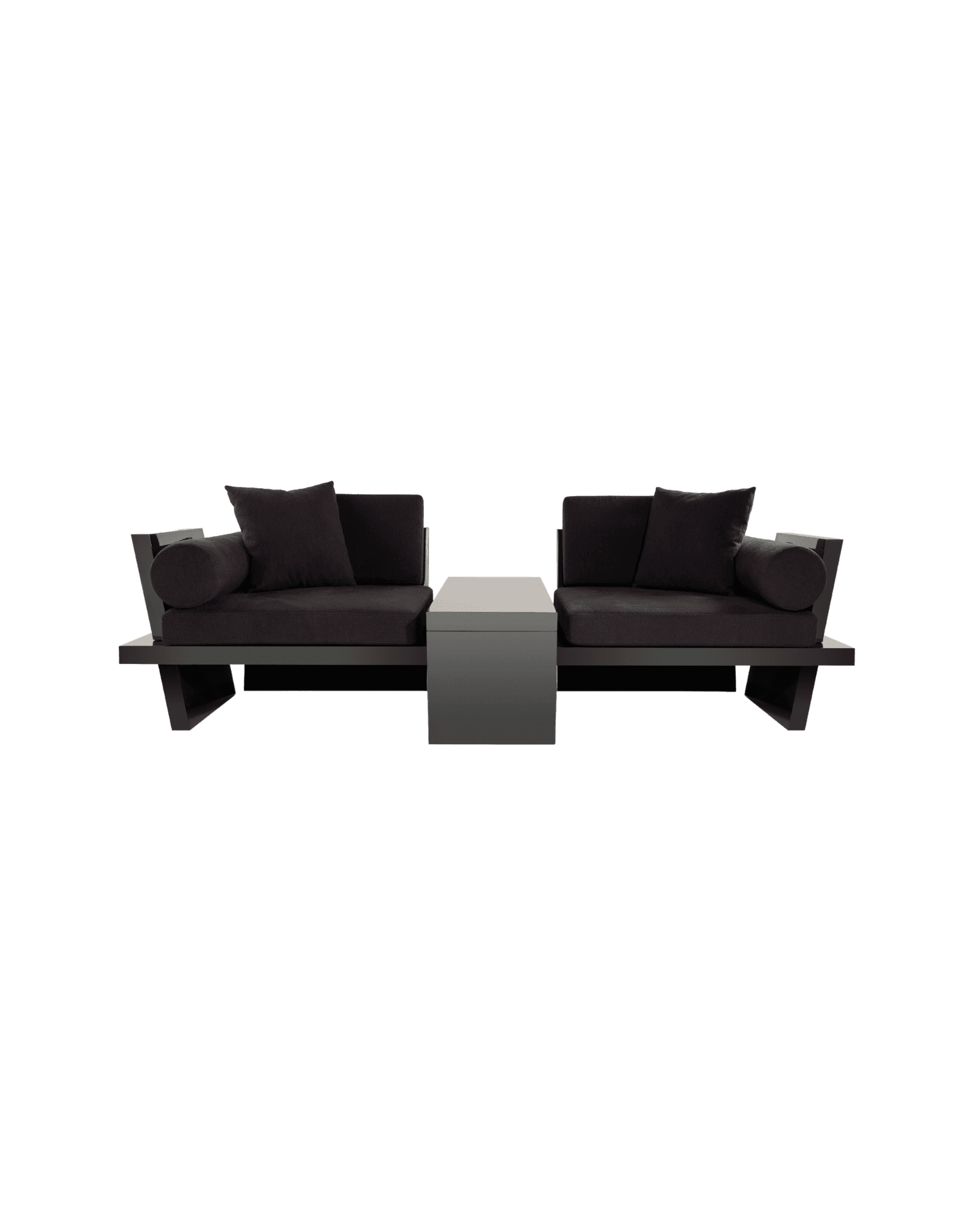 Vienna Sofa by GEOSTUDIO - modular dark textile sofa with integrated side table, Fusion collection