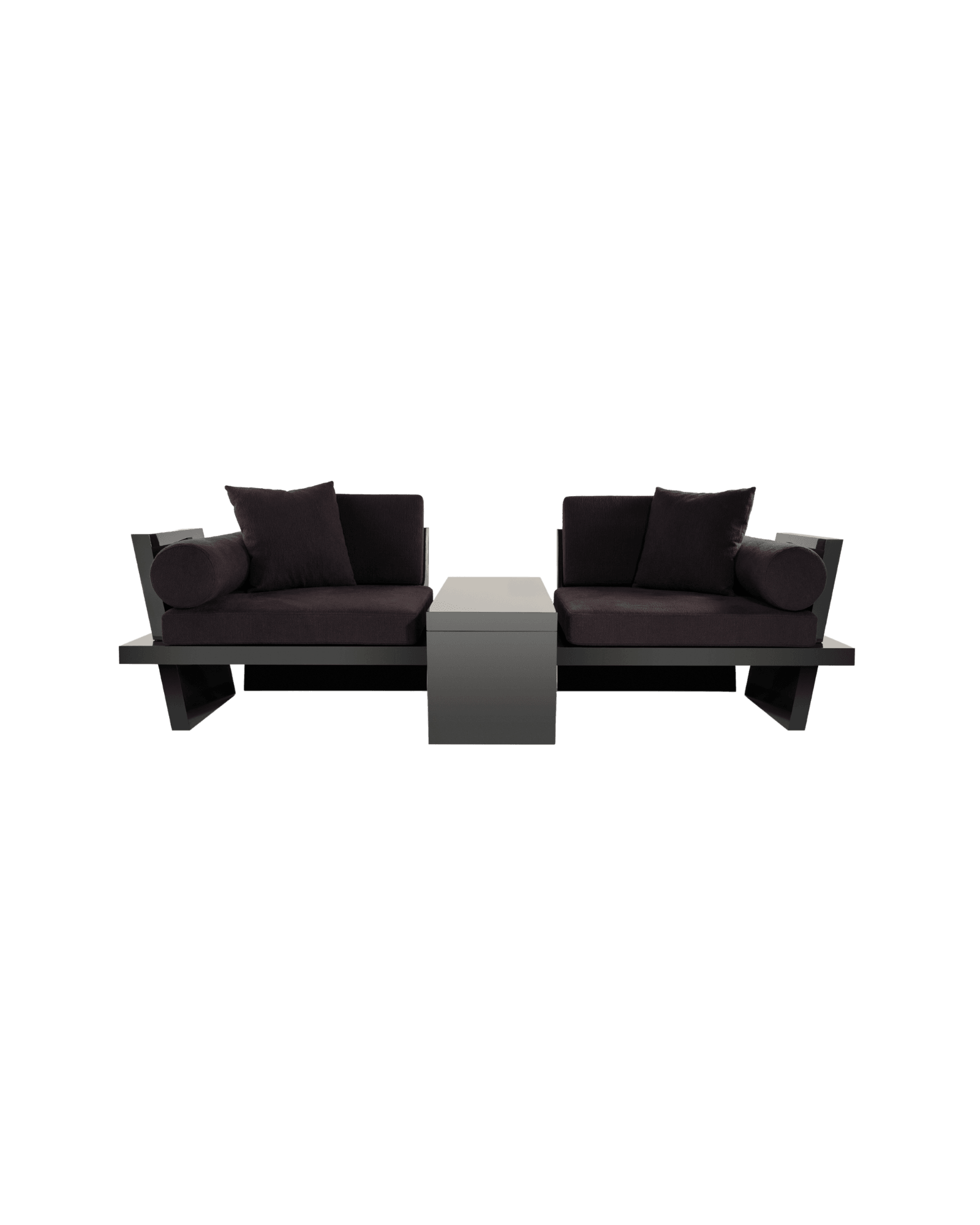 Vienna Sofa by GEOSTUDIO - modular dark textile sofa with integrated side table, Fusion collection