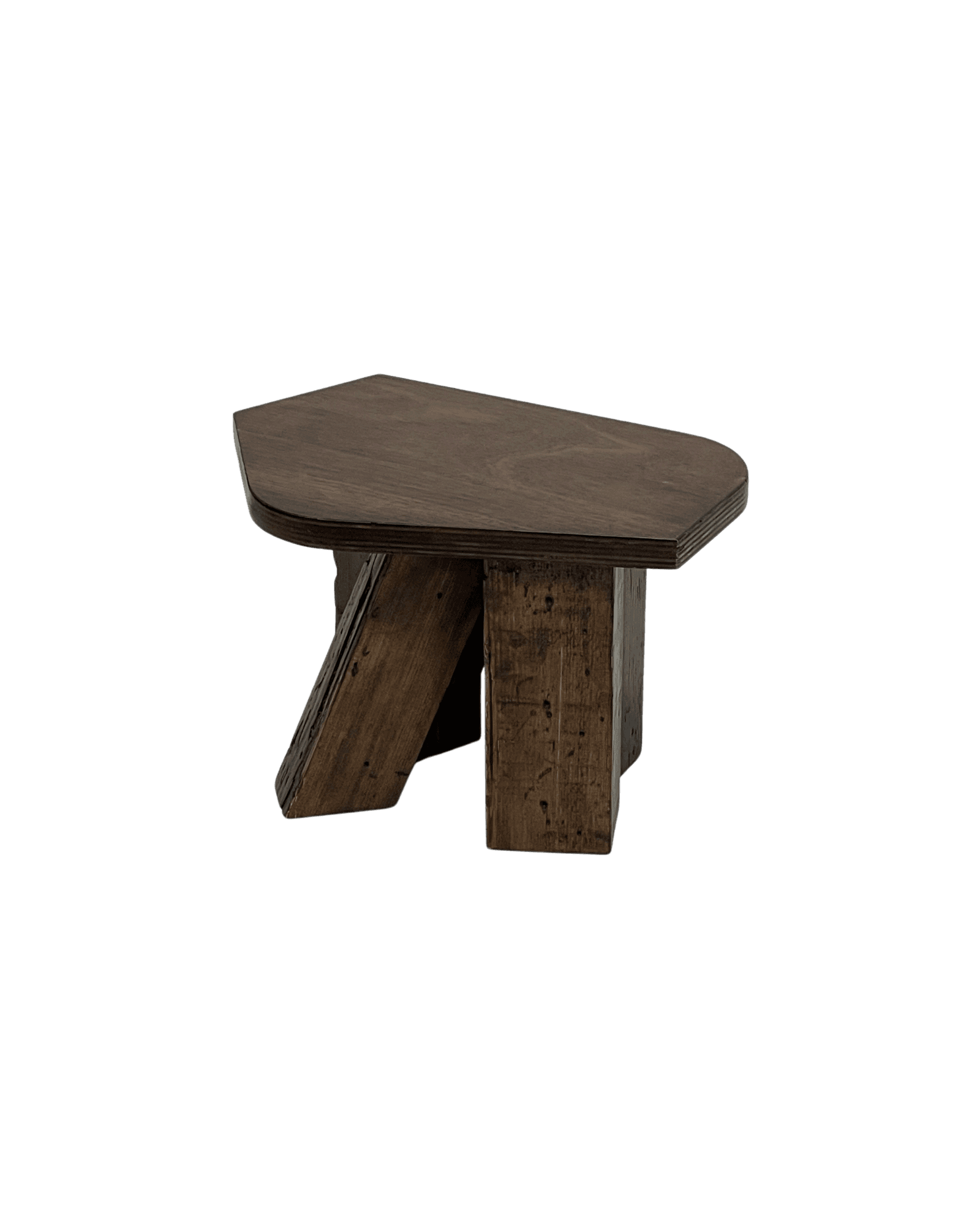 Original Stool by Goons - low birch plywood stool, angled rustic block legs and irregular top