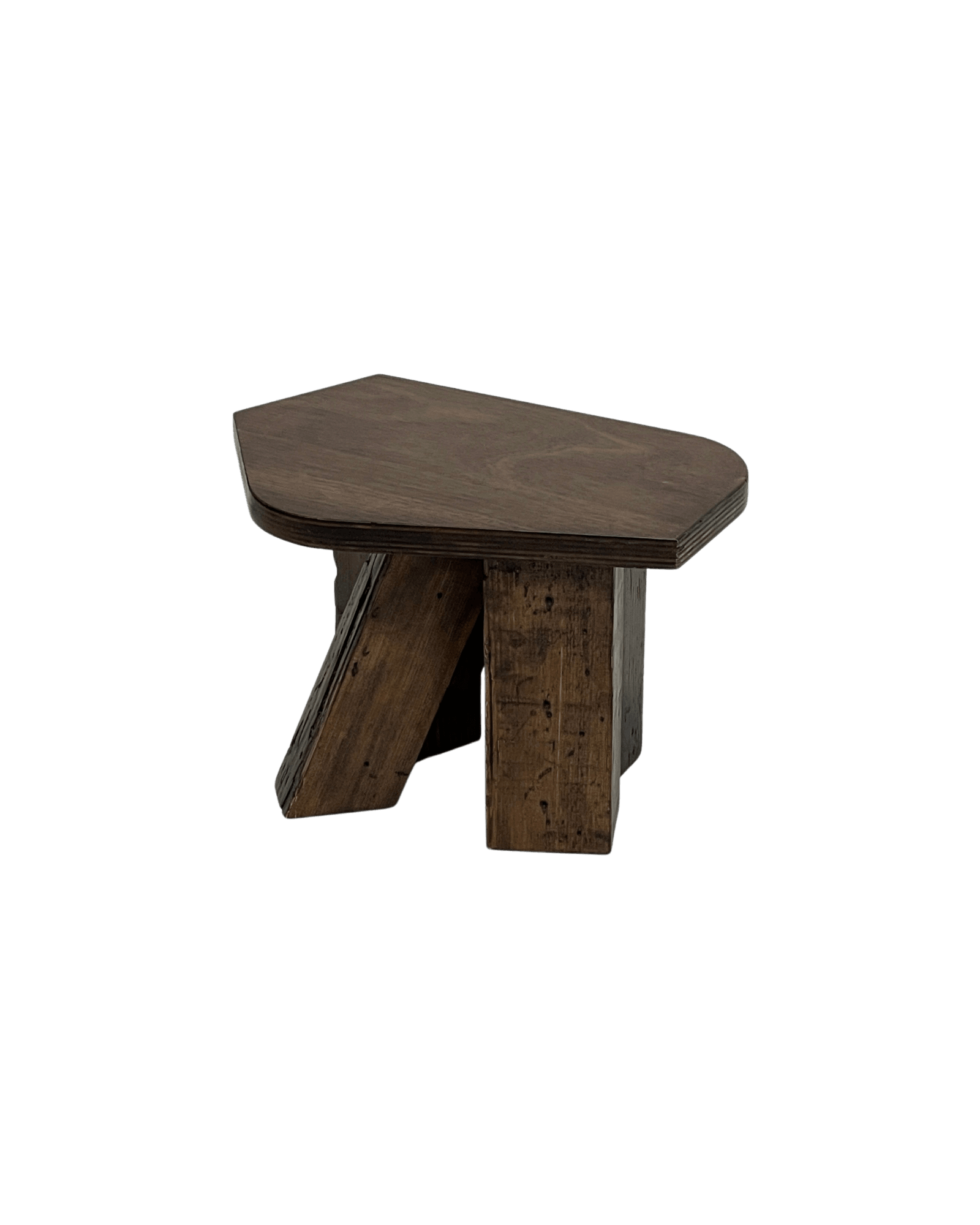 Original Stool by Goons - low birch plywood stool, angled rustic block legs and irregular top