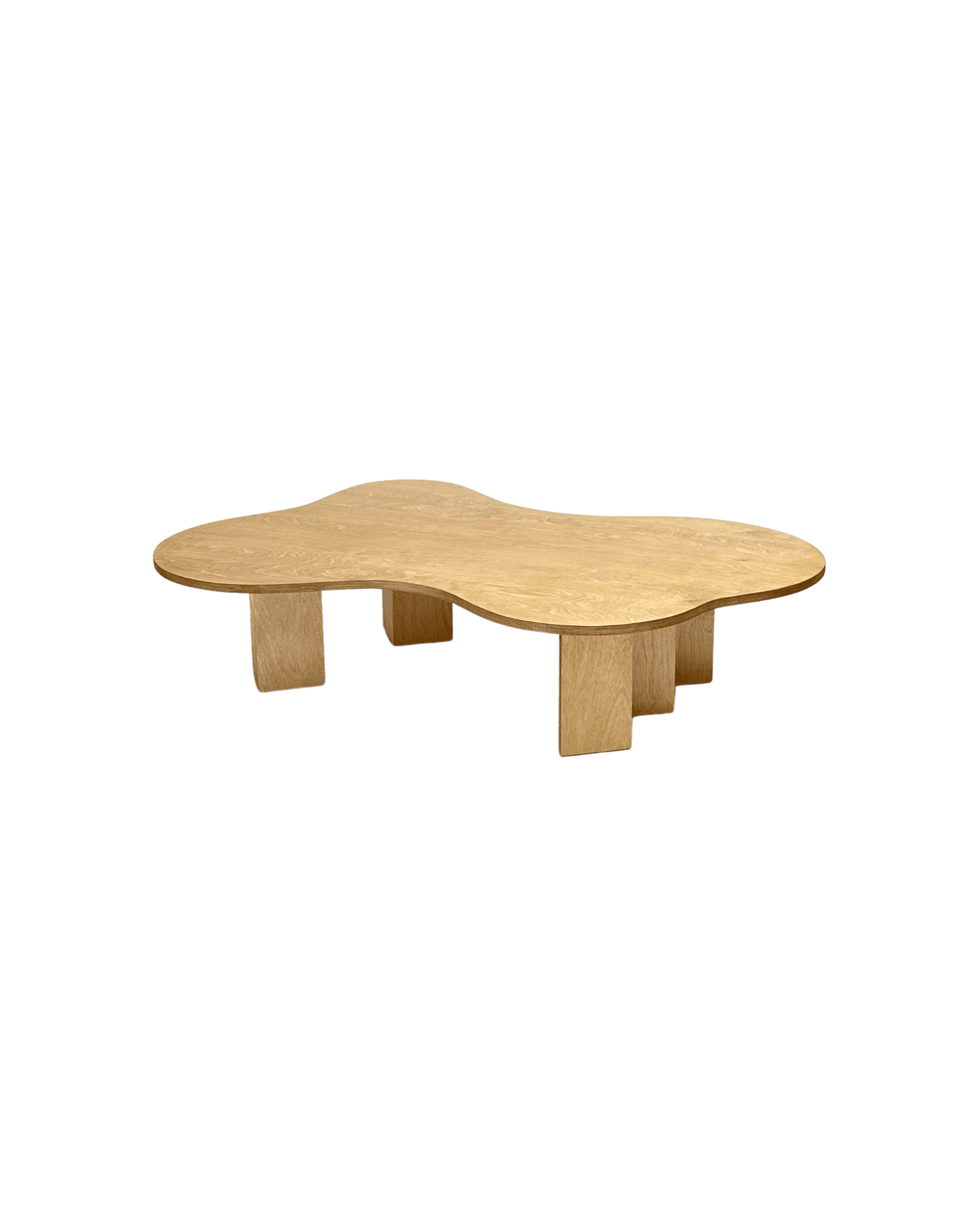 Monotone Spill Table by Goons - organic oak plywood coffee table with undulating freeform top