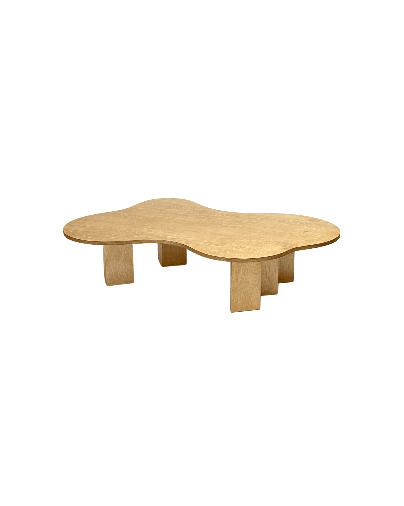 Monotone Spill Table by Goons - organic oak plywood coffee table with undulating freeform top