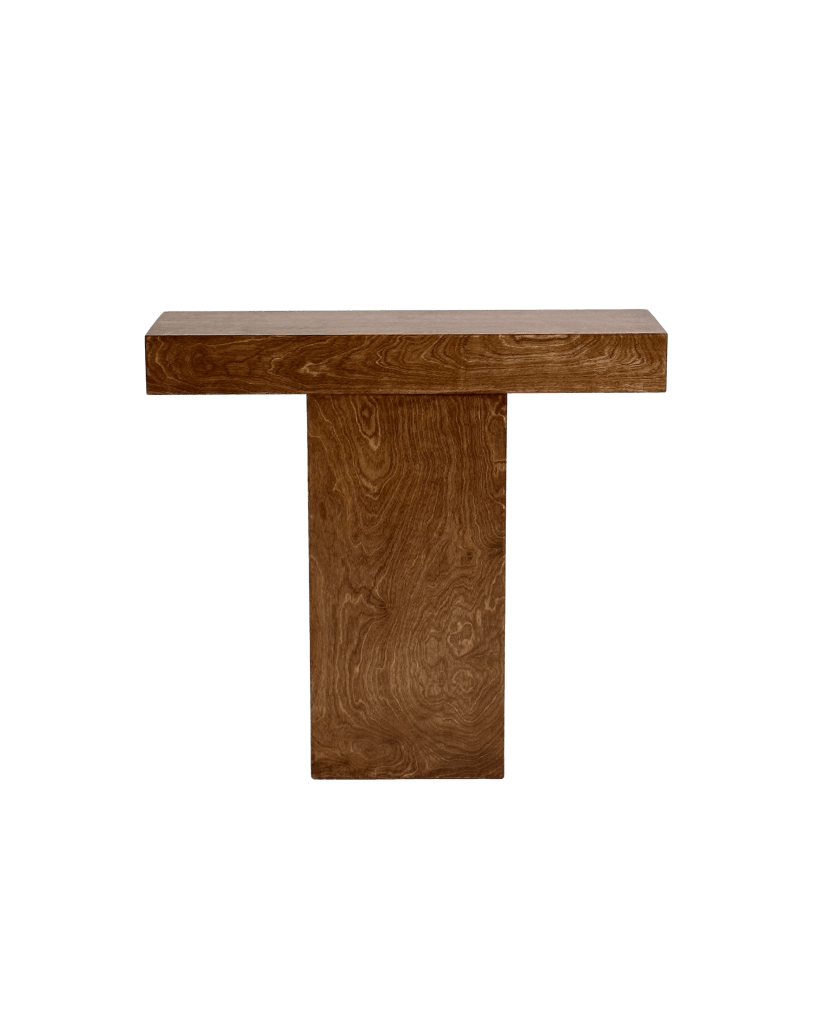 Truss Console Large by Goons - oak plywood T-shape console, swirling grain and layered edge top