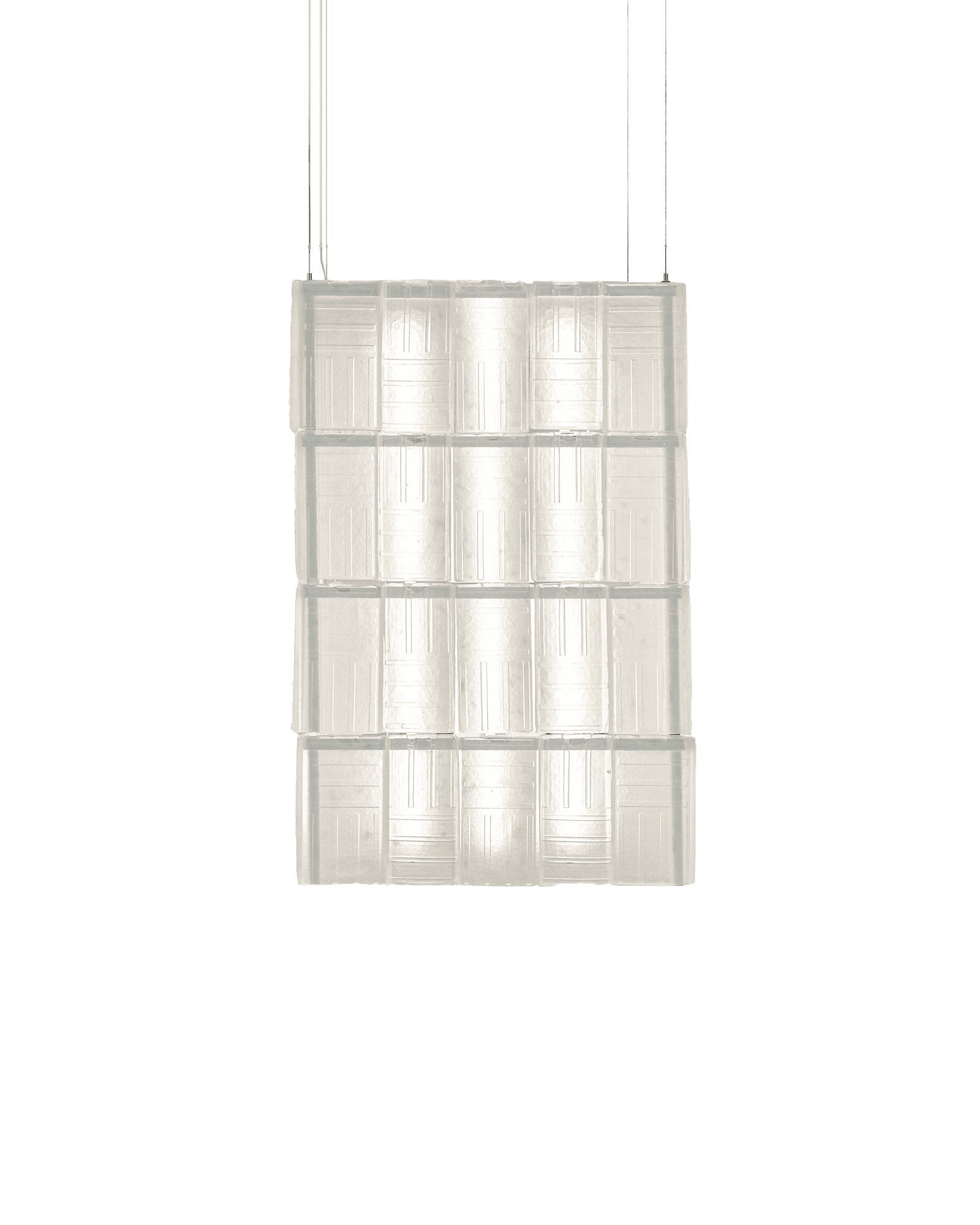 Canale Chandelier by De Troupe x Studioutte - translucent glass pendant, stacked geometric panels, diffused glow