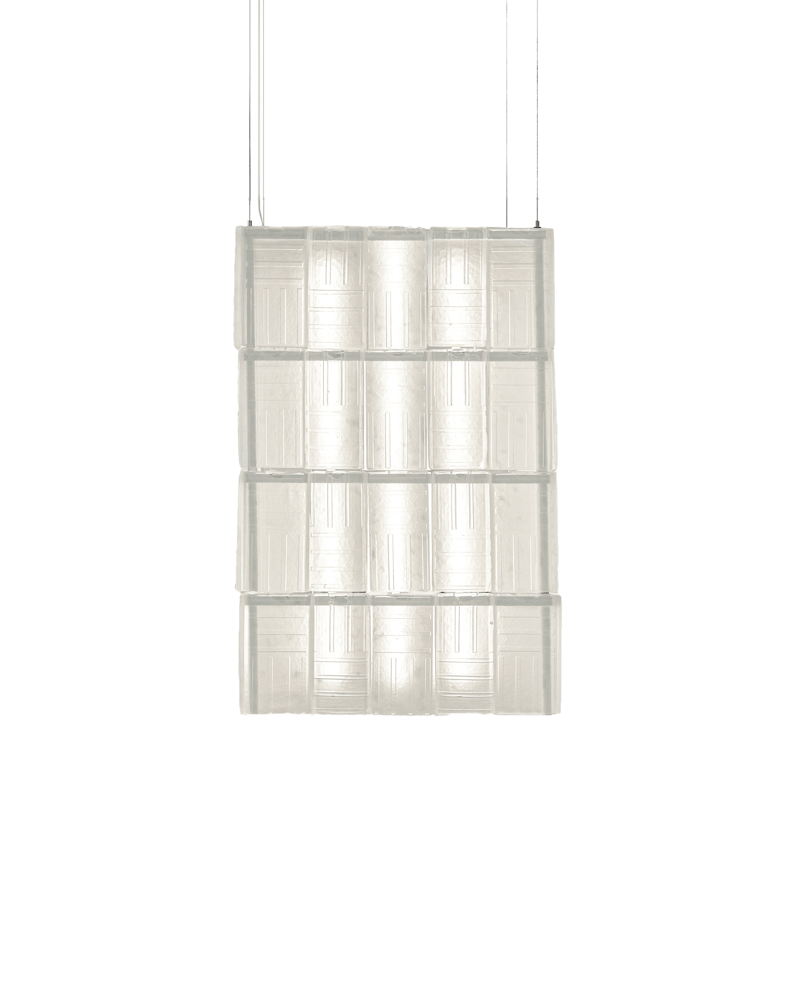 Canale Chandelier by De Troupe x Studioutte - translucent glass pendant, stacked geometric panels, diffused glow