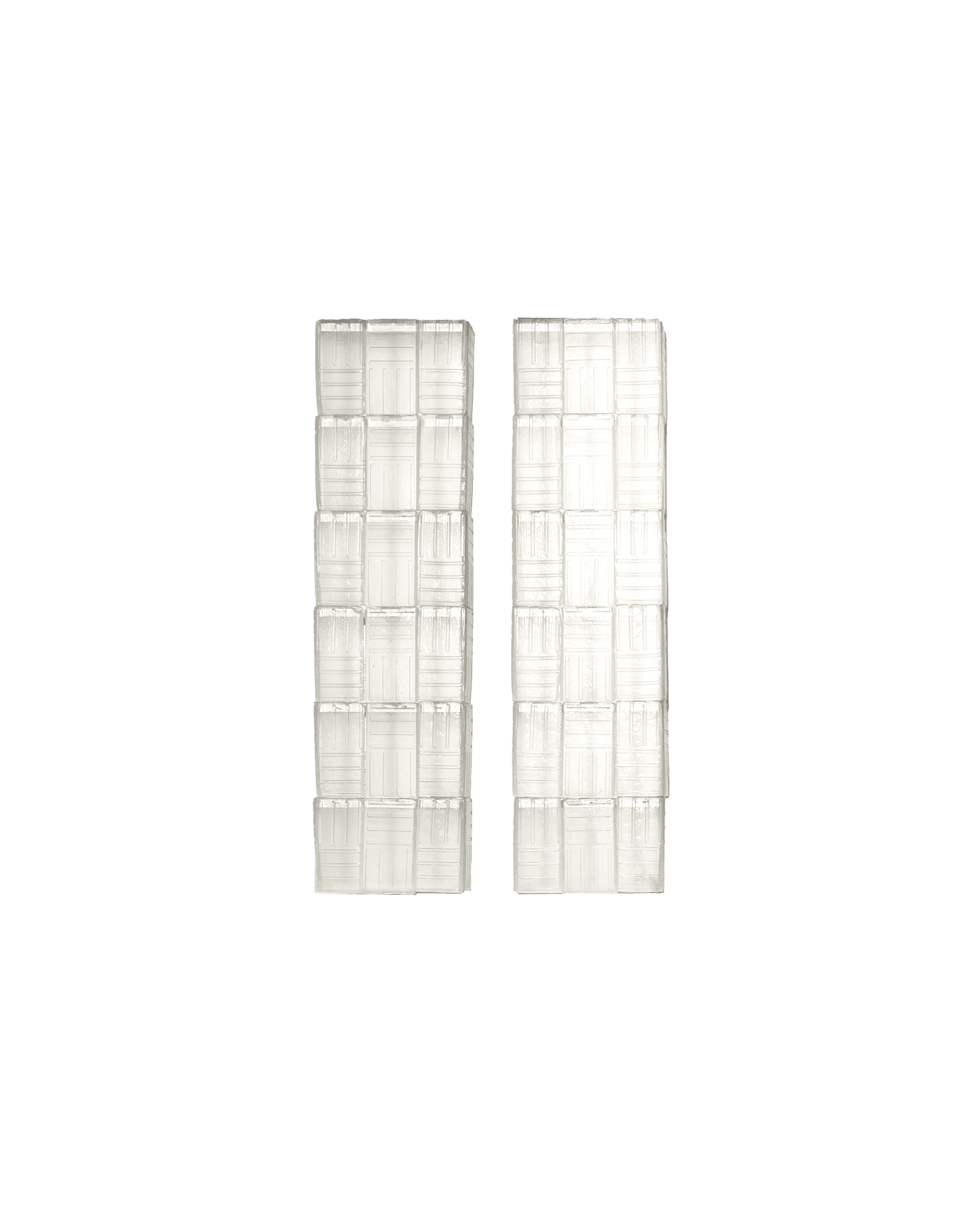Canale Standard by De Troupe - frosted glass modular columns, stacked blocks with geometric ridge patterns