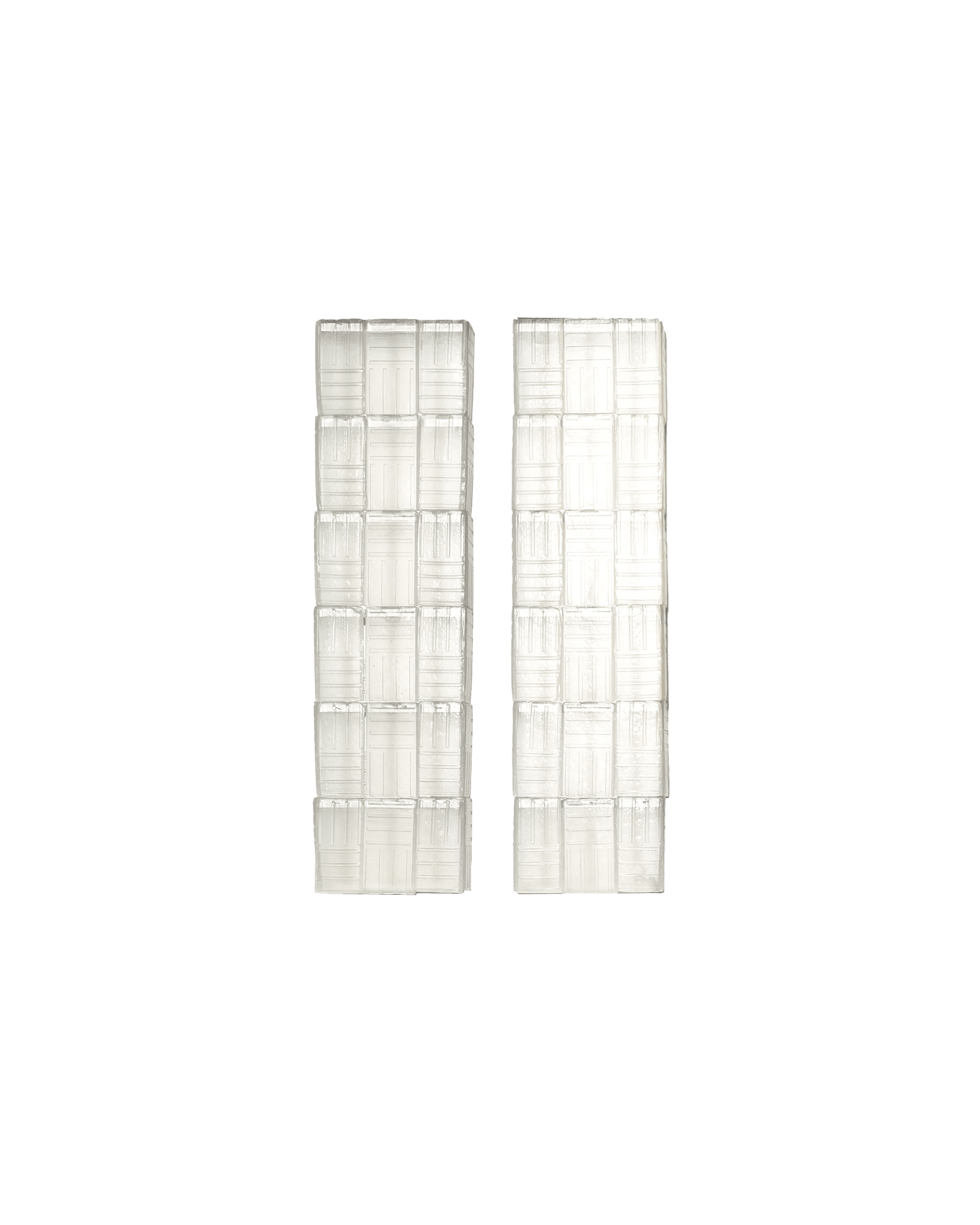 Canale Standard by De Troupe - frosted glass modular columns, stacked blocks with geometric ridge patterns